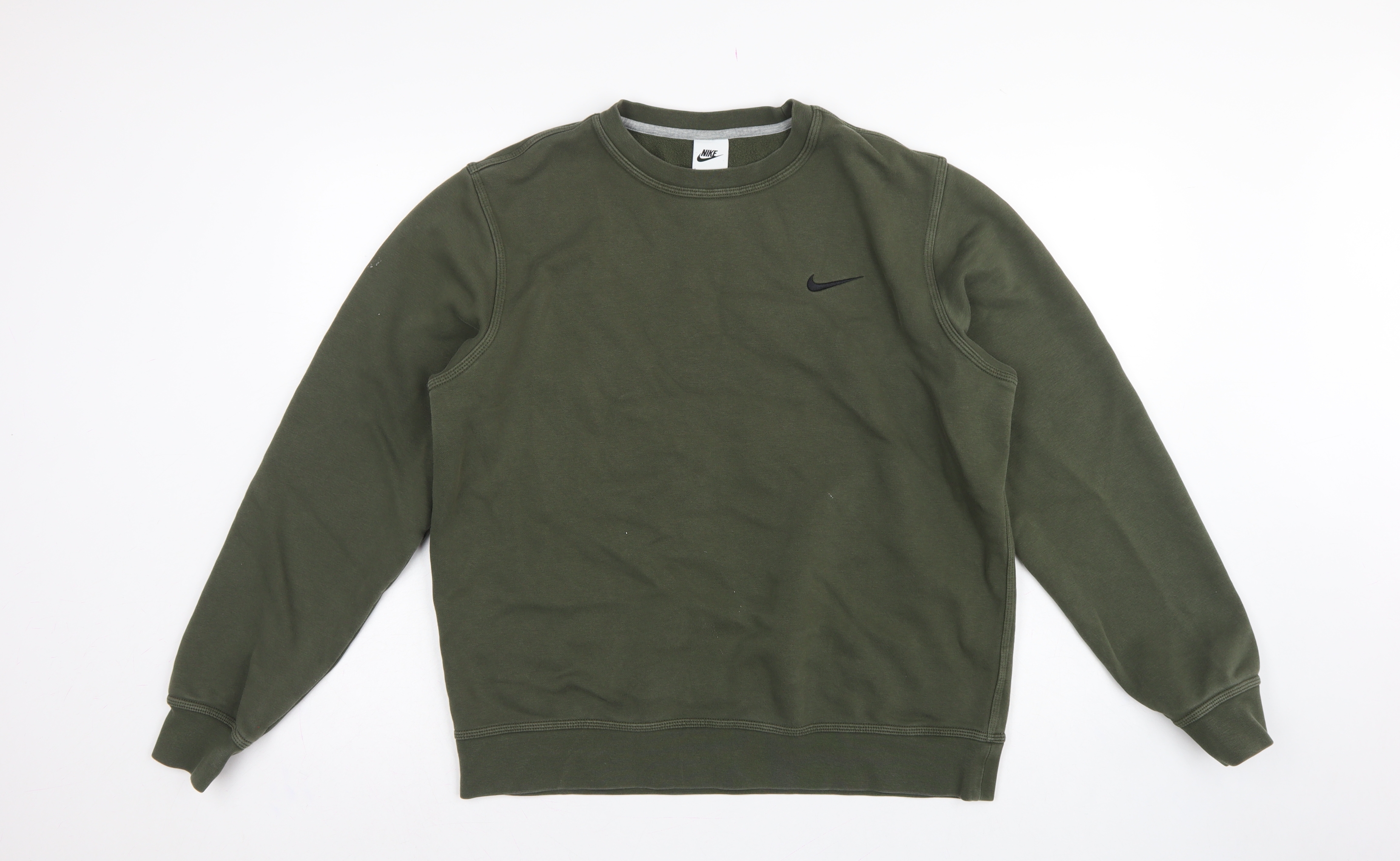 Nike Mens Pullover Sweatshirt Size L Green Long Sleeve All Seasons Logo - reverse view