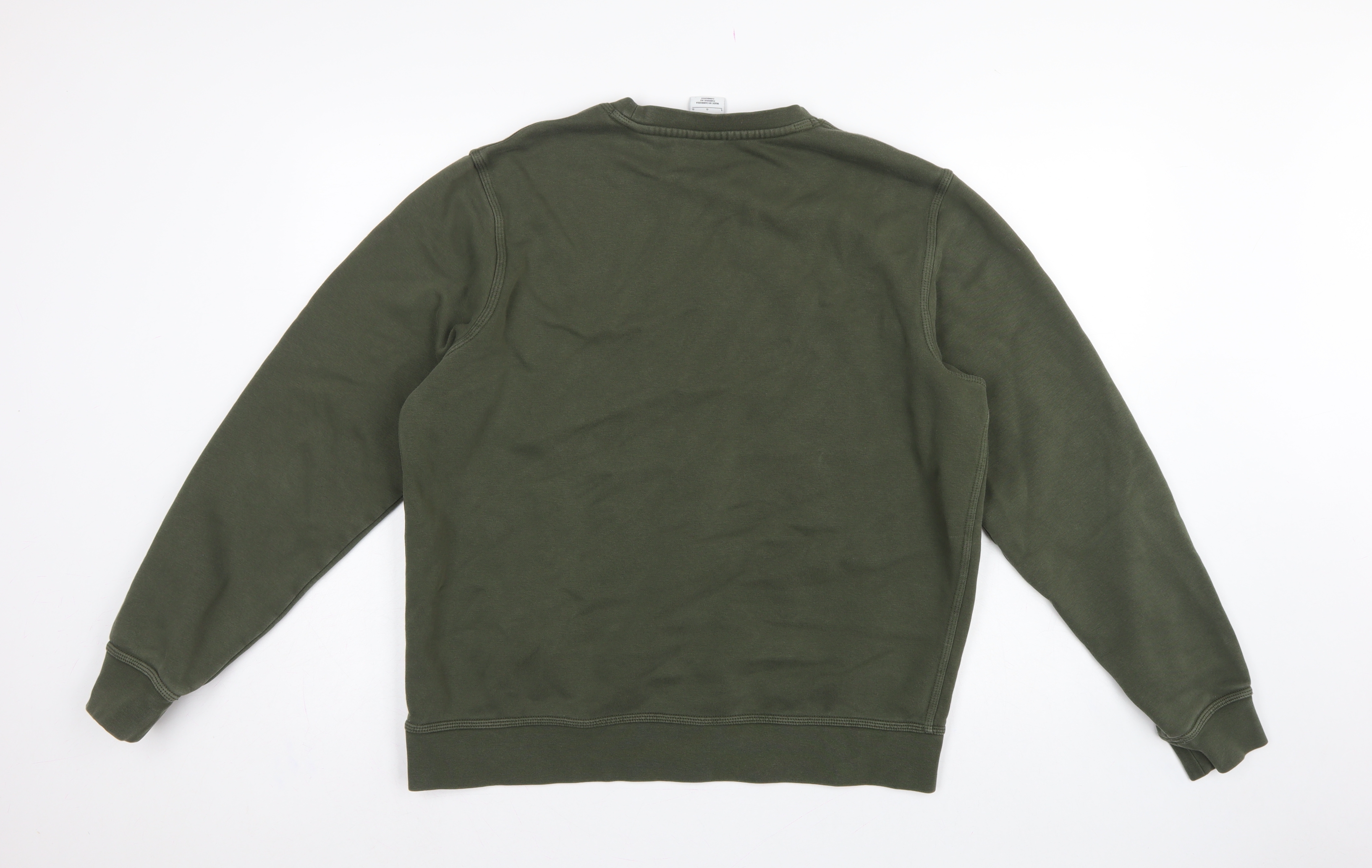 Nike Mens Pullover Sweatshirt Size L Green Long Sleeve All Seasons Logo - close detail