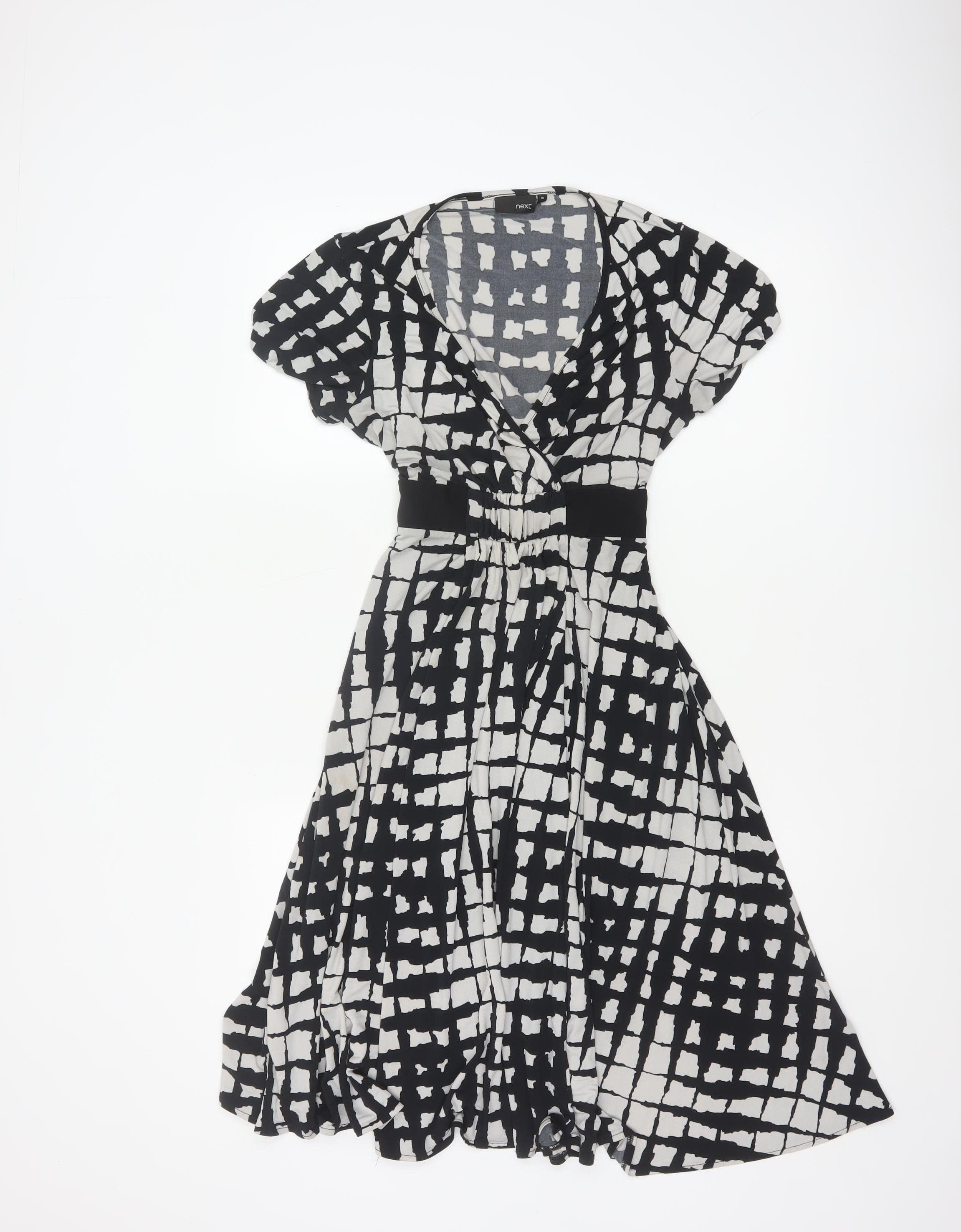 NEXT Womens Wrap Dress Size 10 Multicoloured Check Knee Length V-Neck Casual - reverse view