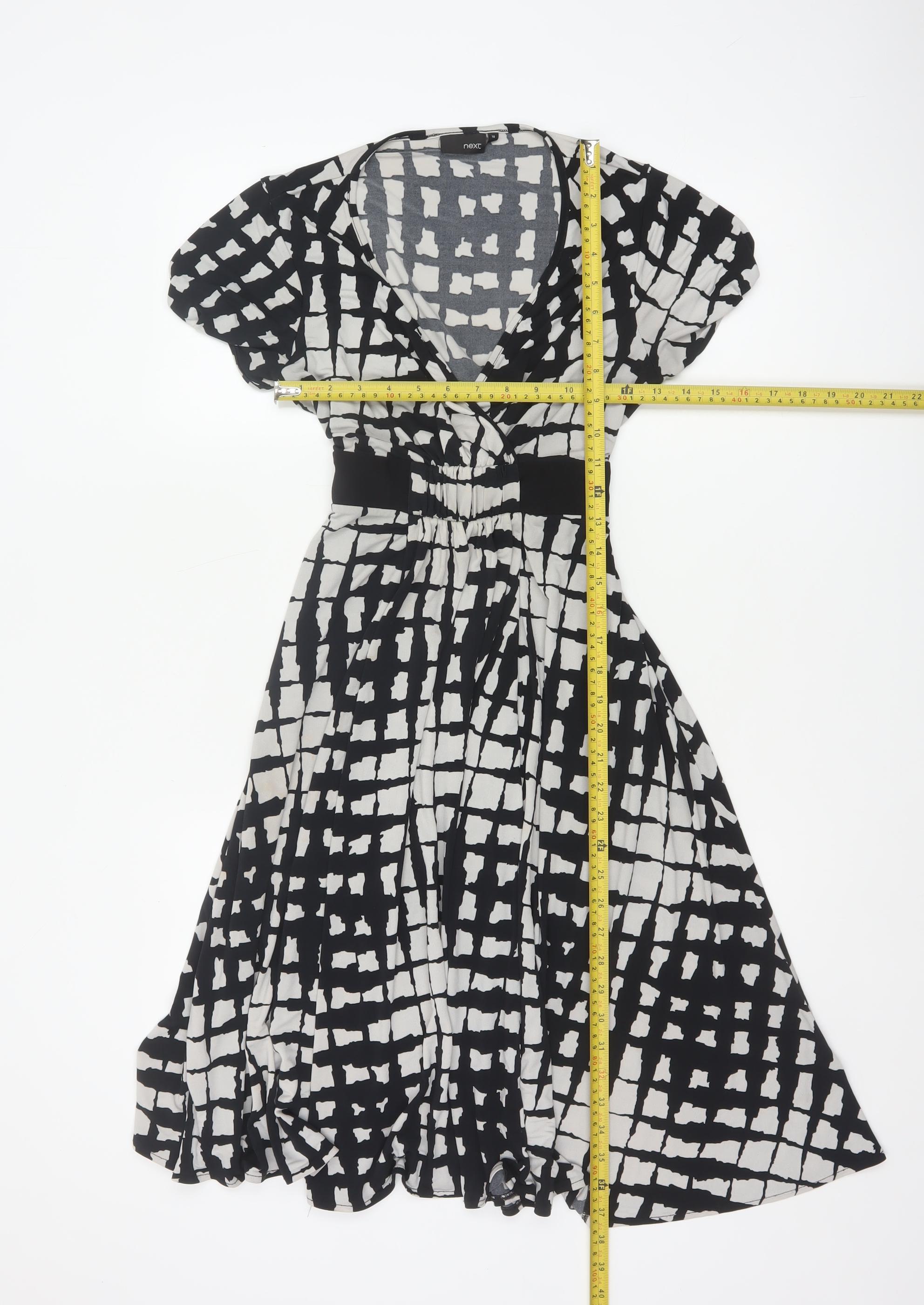 NEXT Womens Wrap Dress Size 10 Multicoloured Check Knee Length V-Neck Casual - label detail