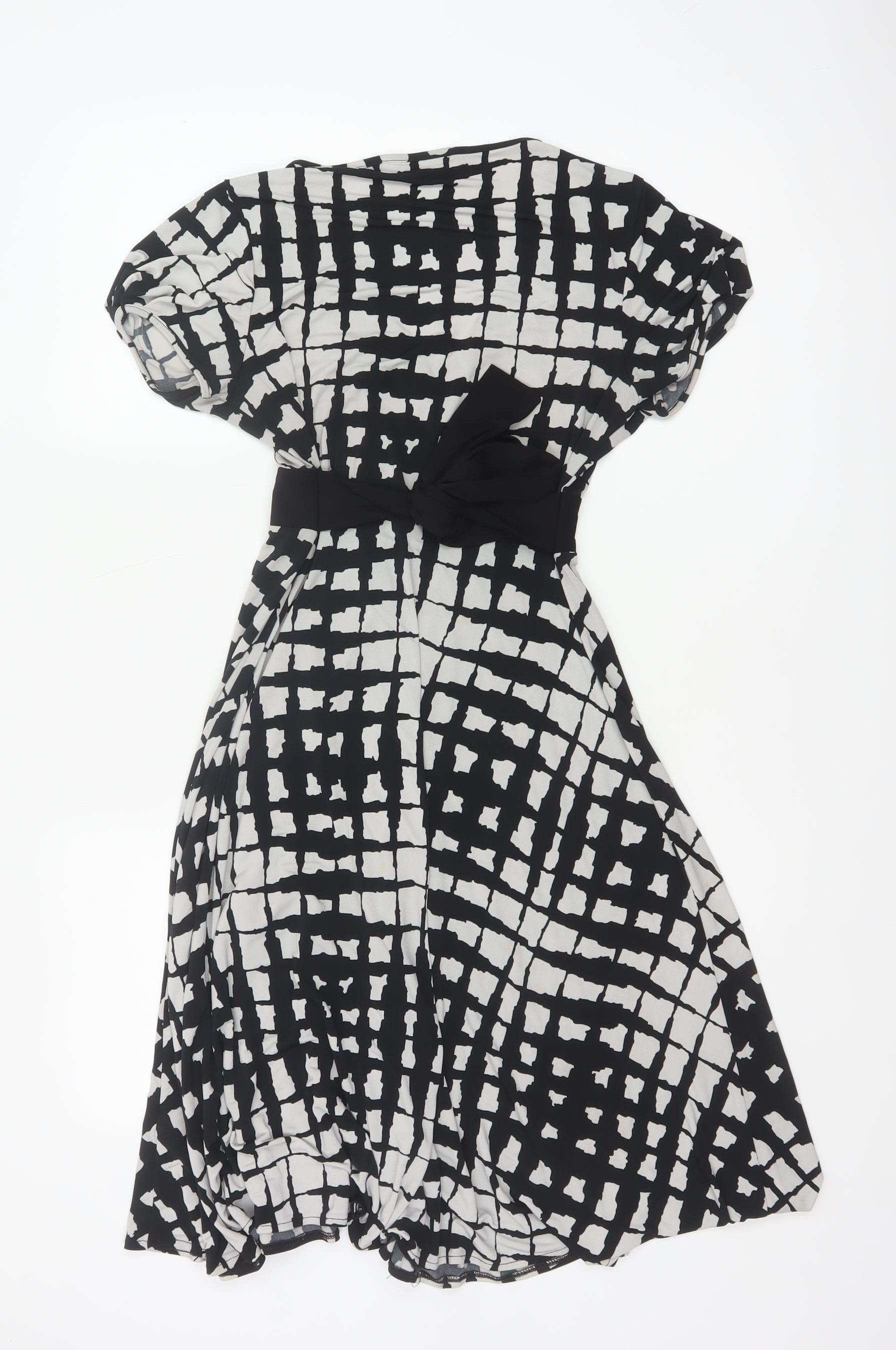 NEXT Womens Wrap Dress Size 10 Multicoloured Check Knee Length V-Neck Casual - close detail