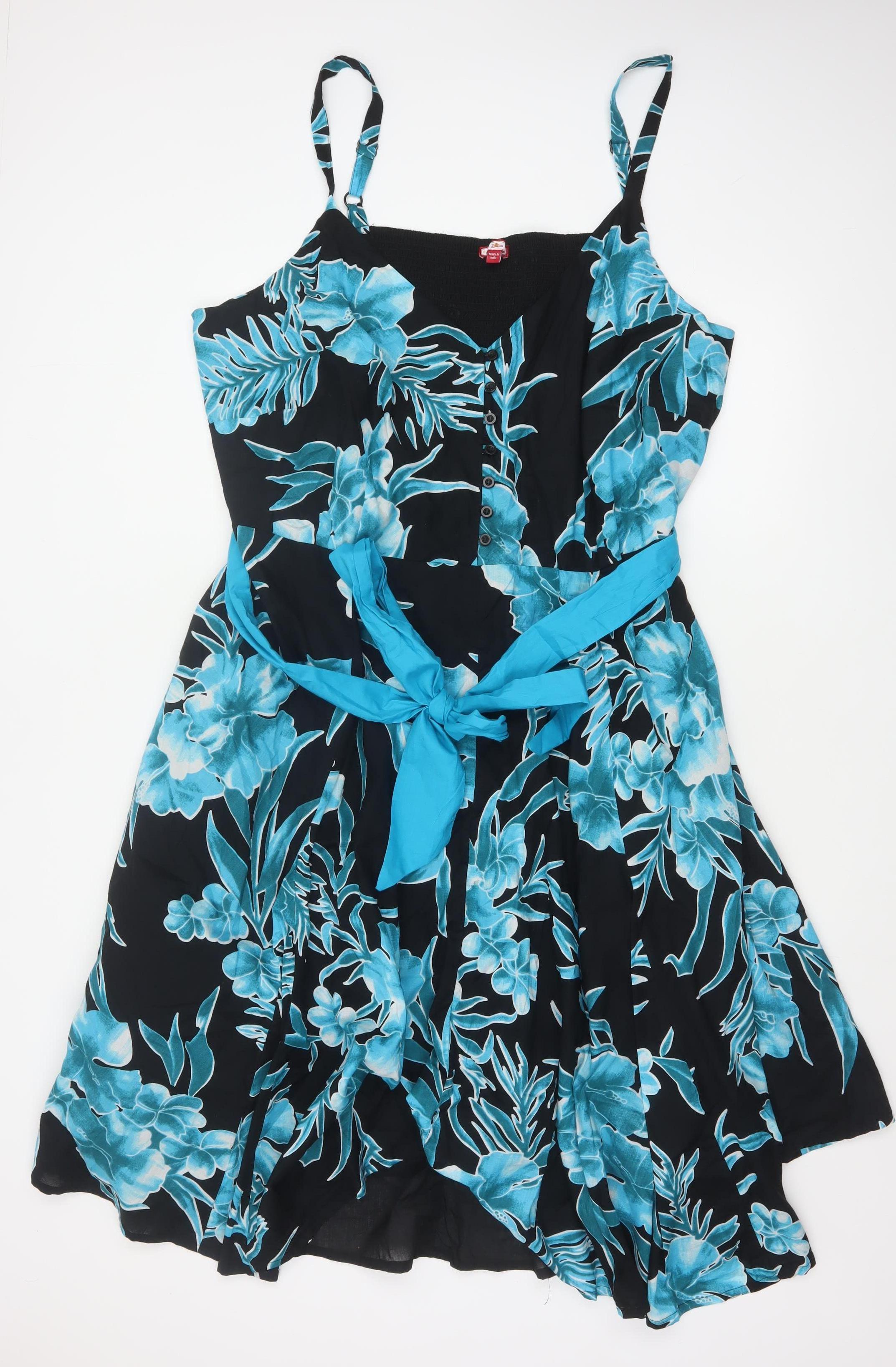 Joe Browns Womens Fit & Flare Dress Size 28 Multicoloured Floral Knee Length Bow - reverse view