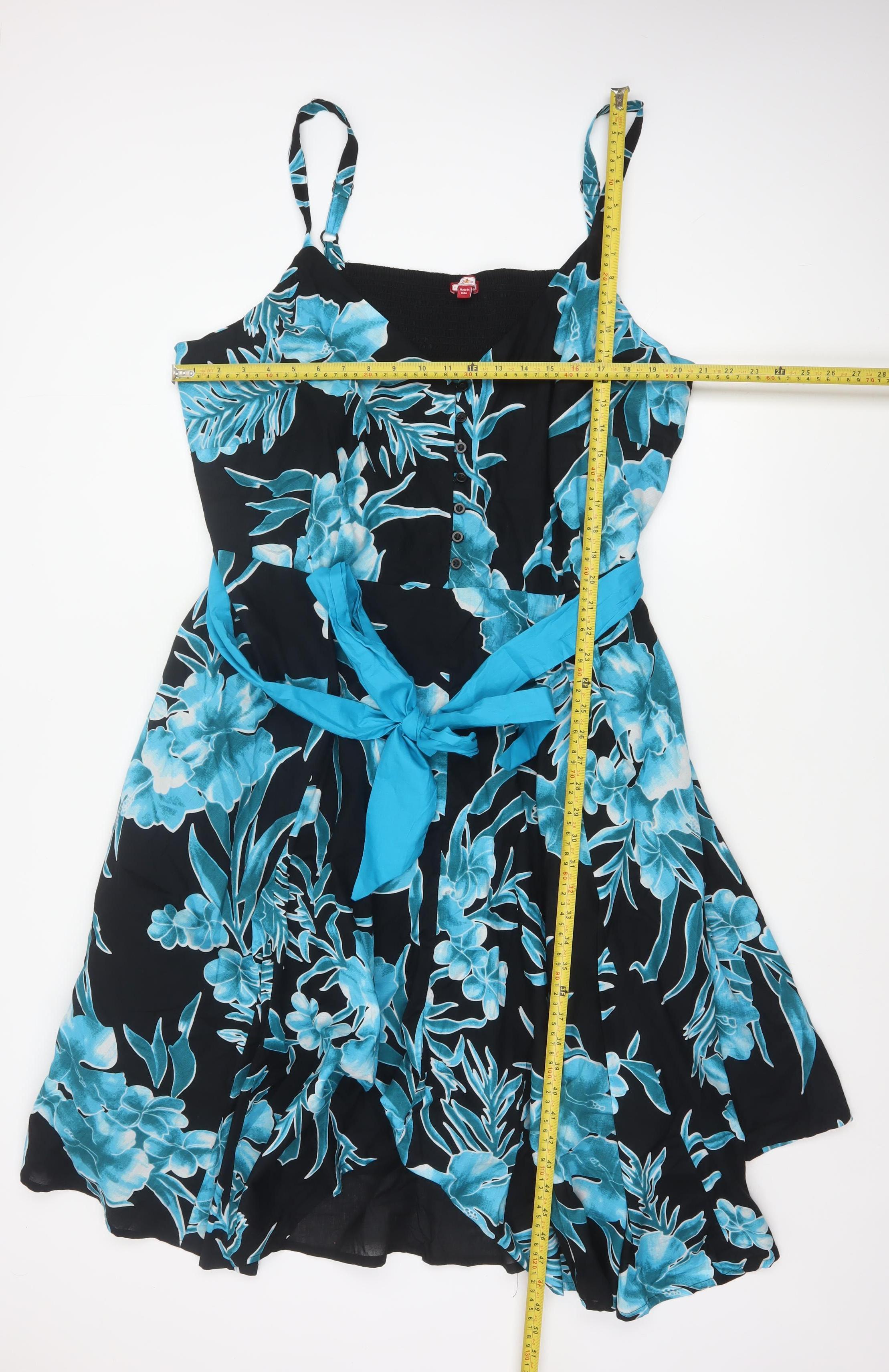 Joe Browns Womens Fit & Flare Dress Size 28 Multicoloured Floral Knee Length Bow - label detail