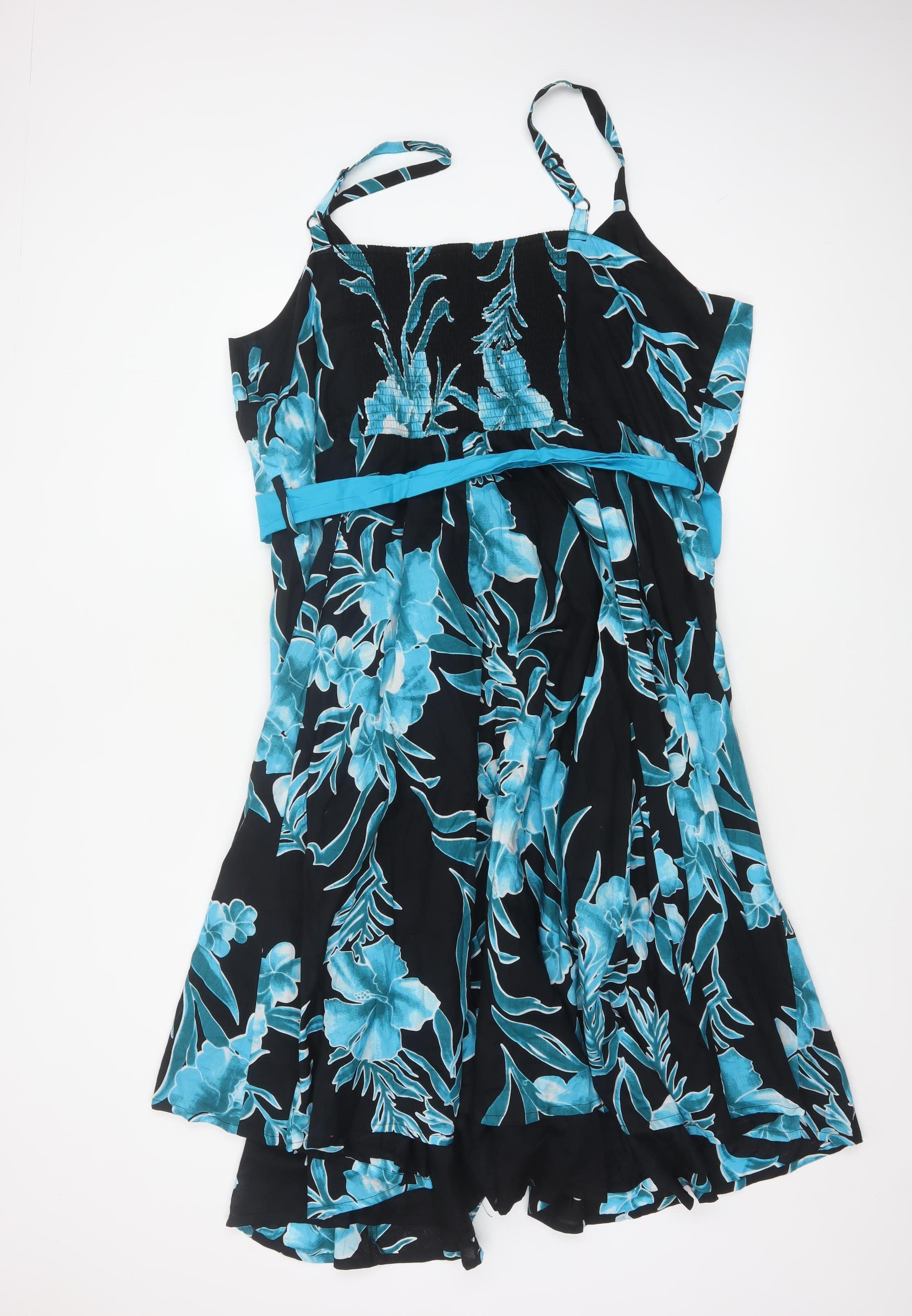 Joe Browns Womens Fit & Flare Dress Size 28 Multicoloured Floral Knee Length Bow - close detail