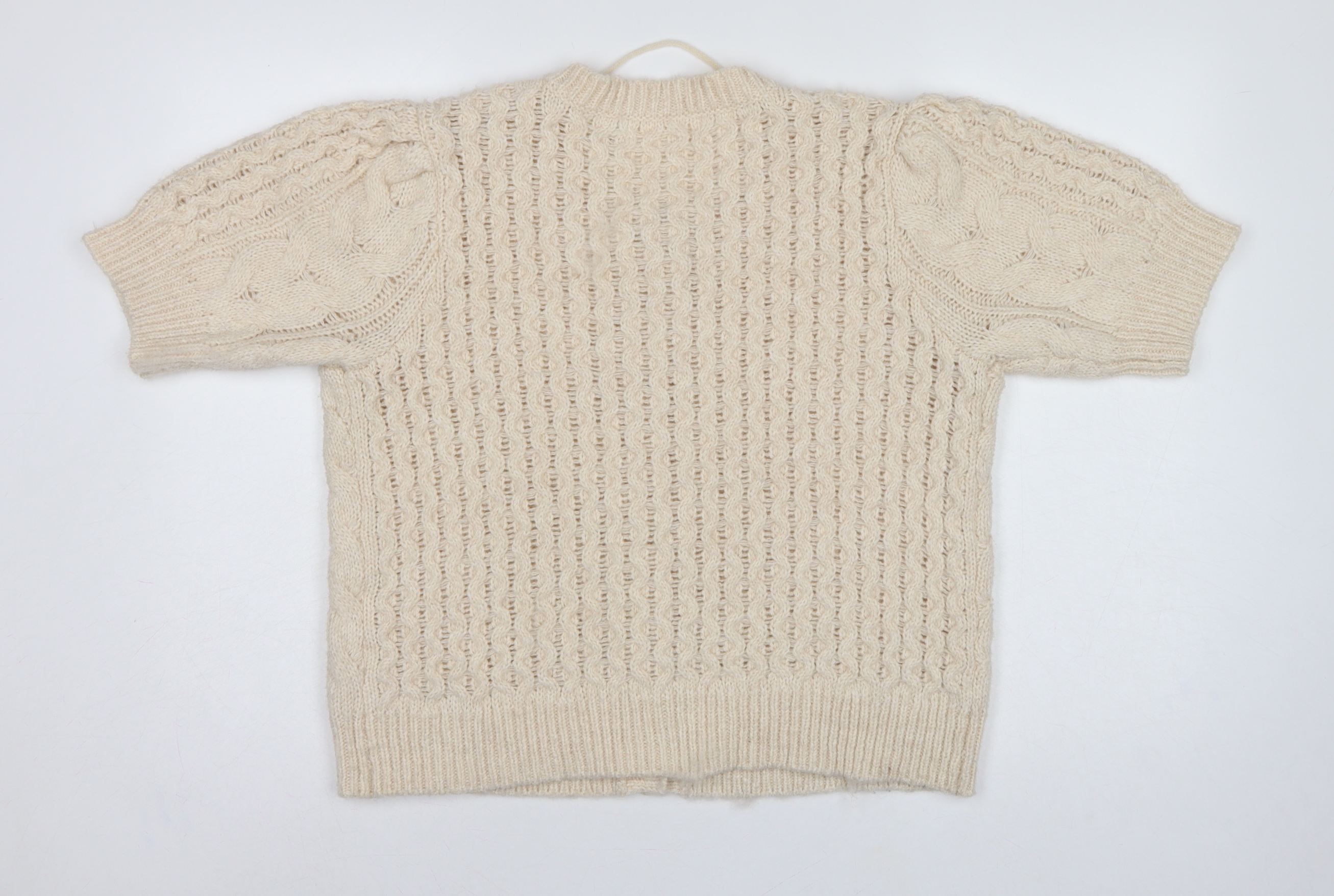 VERO MODA Womens Cardigan Jumper Size XL Ivory Round Neck Short Sleeve Casual - close detail