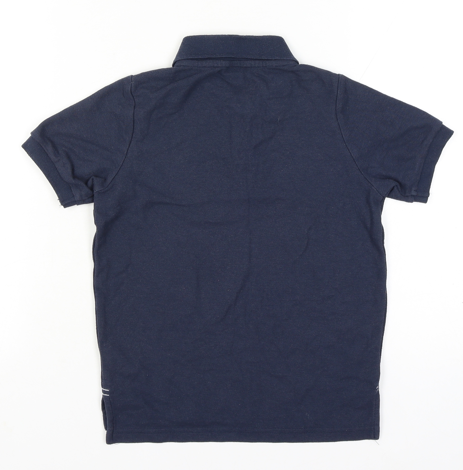 Slazenger Boys Jersey Polo Size 9-10 Years Blue Solid Collared Short Sleeve - close detail