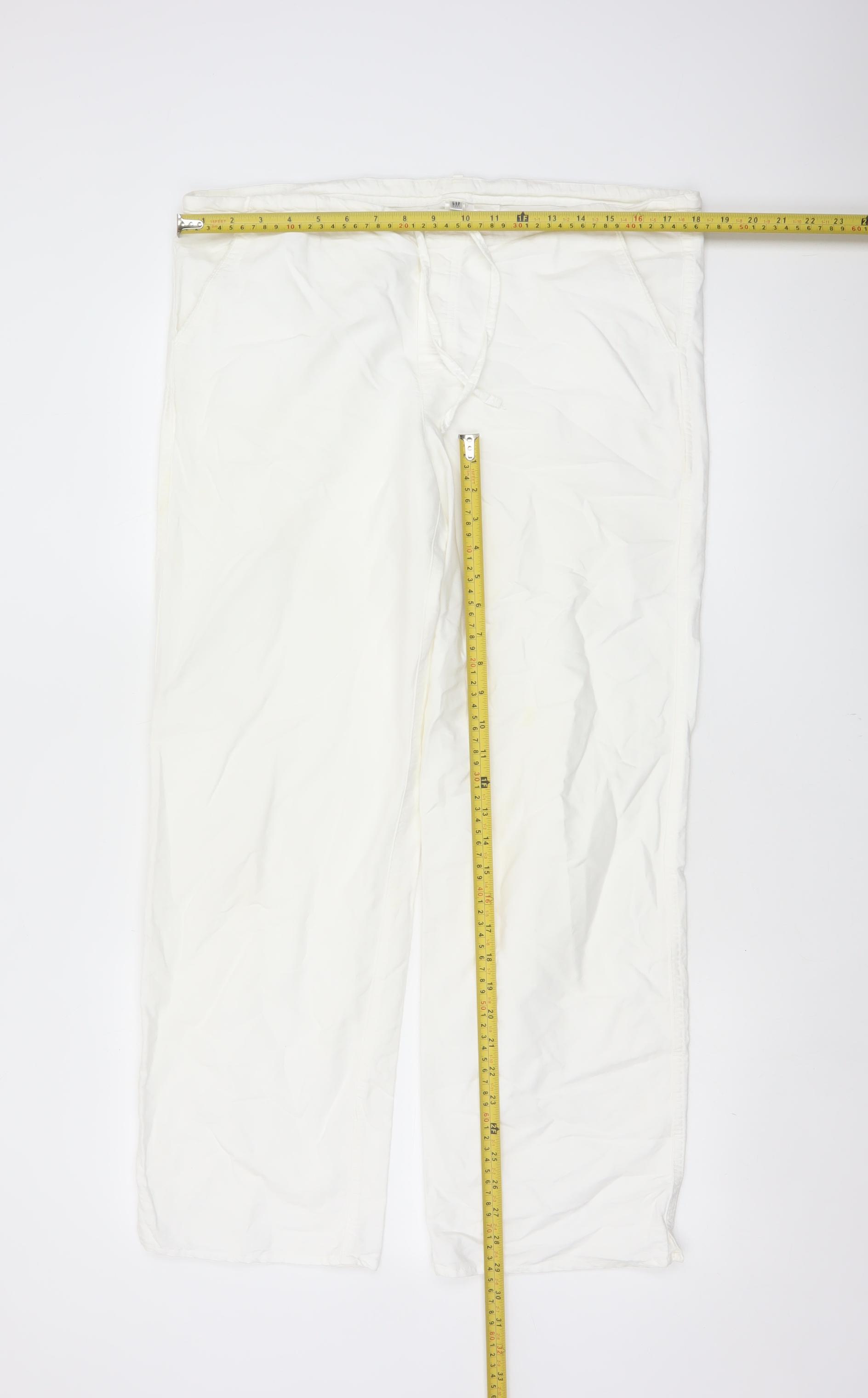 Gap Womens Trousers Size S White Casual Pockets Button - label detail