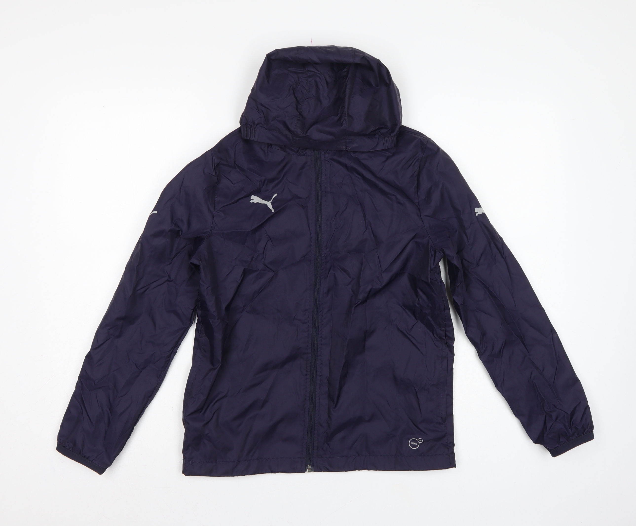 PUMA Boys Windbreaker Jacket Size 11-12 Years Blue Short Long Sleeve Activewear - reverse view