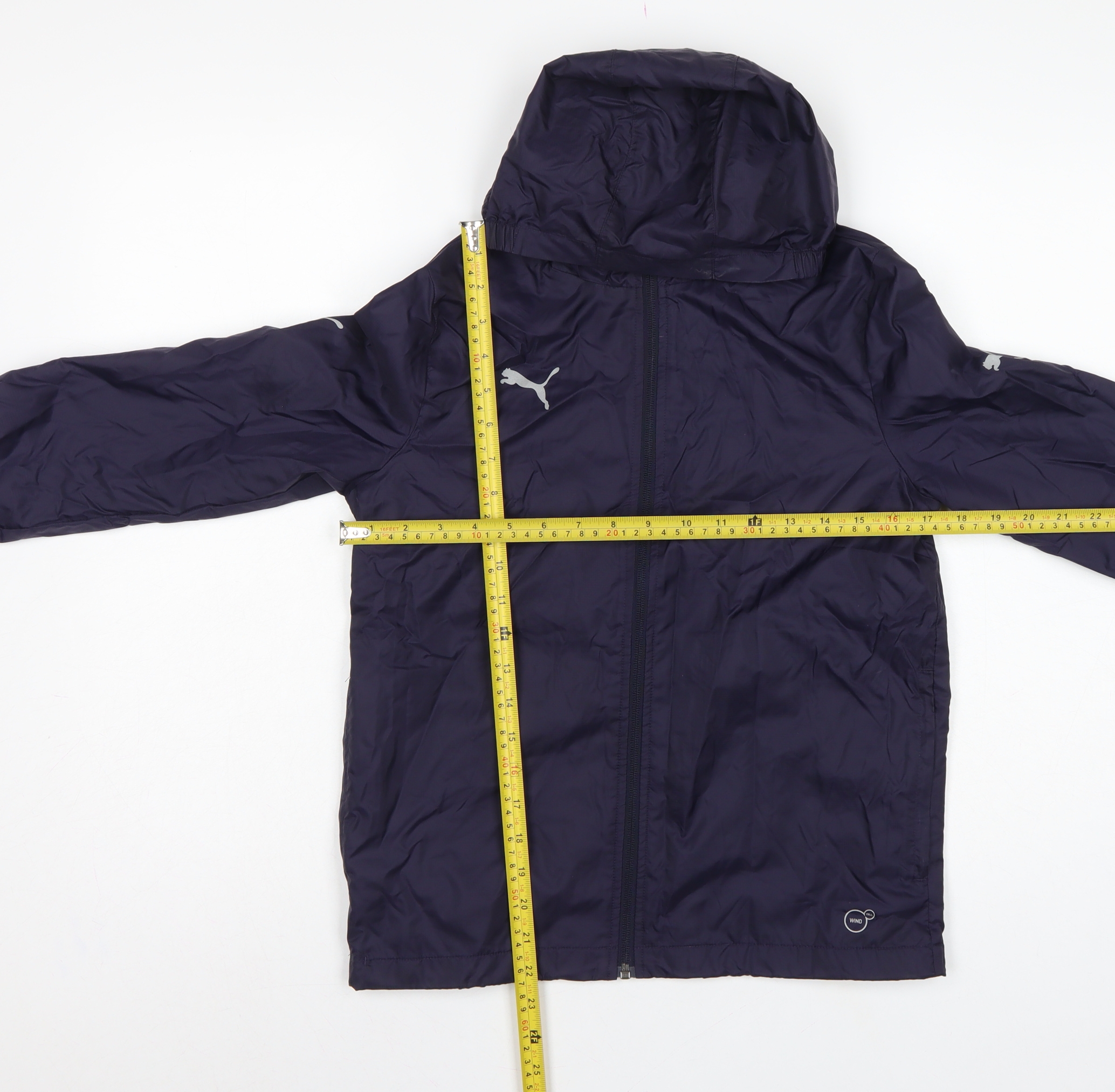 PUMA Boys Windbreaker Jacket Size 11-12 Years Blue Short Long Sleeve Activewear - label detail