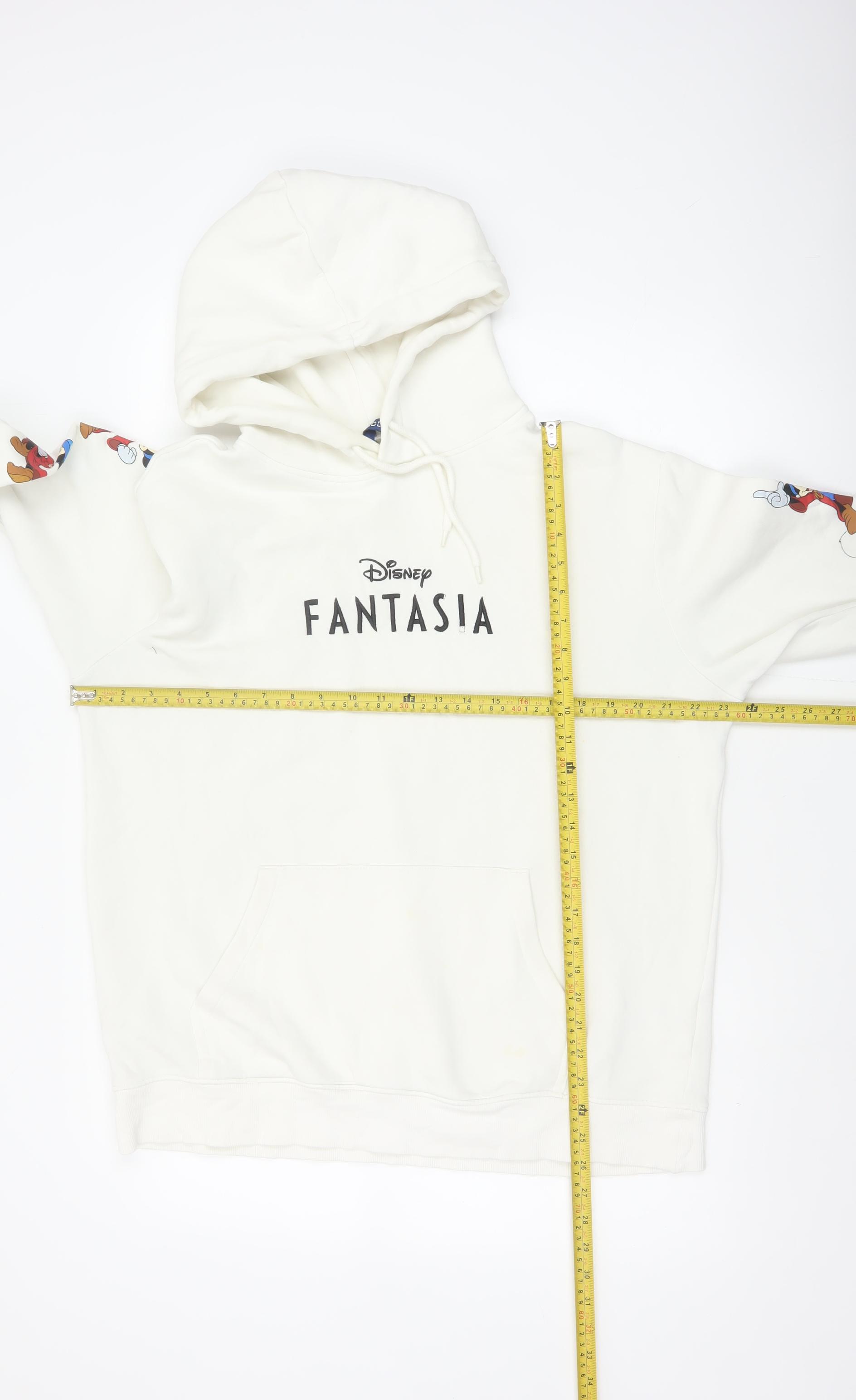 Mens H&M Size L Pullover Hoodie Ivory Graphic Print Long Sleeve Logo - label detail