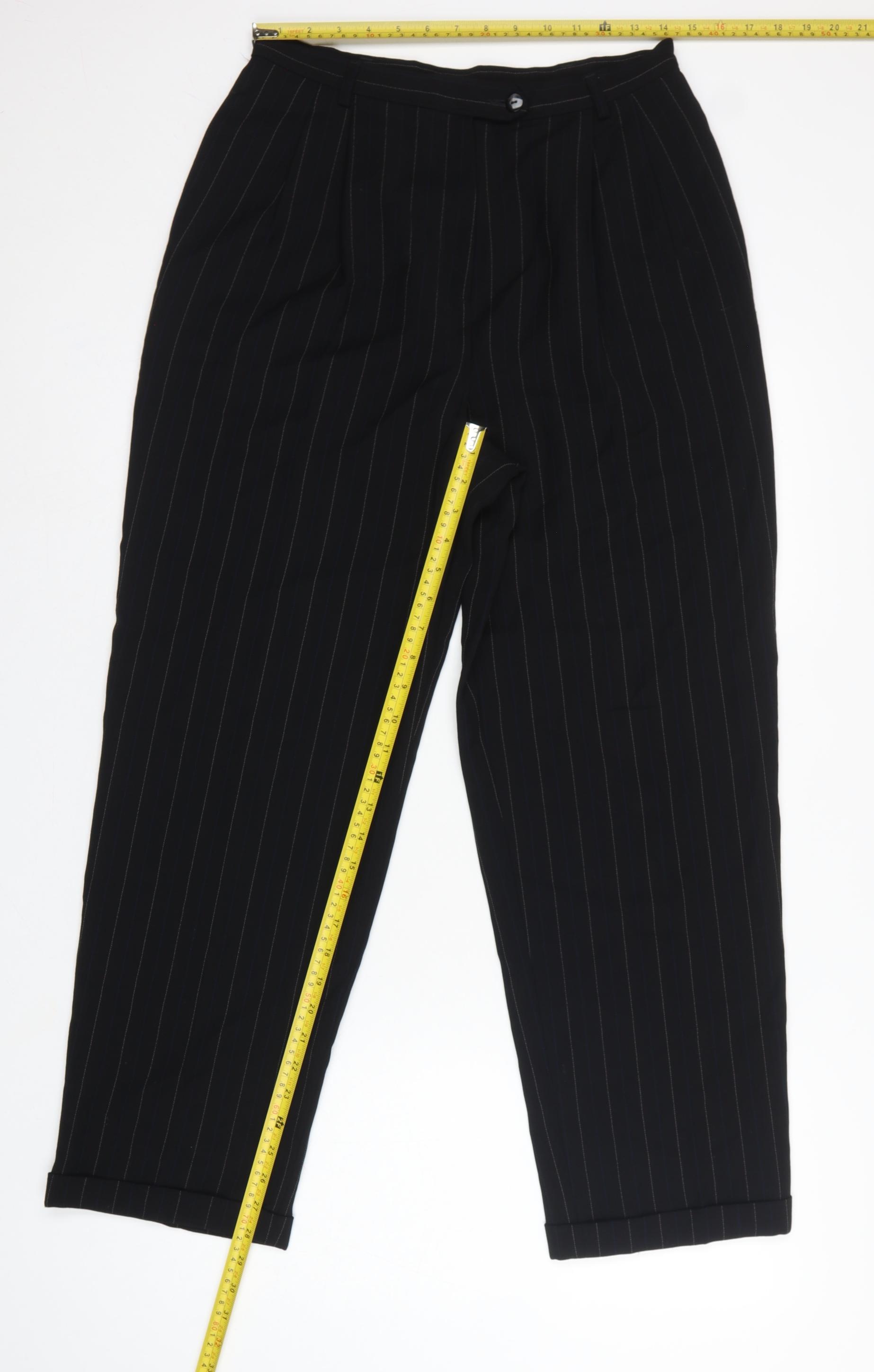 Womens Marks & Spencer Size 14 Dress Pants Trousers Black Striped Business W28 - label detail