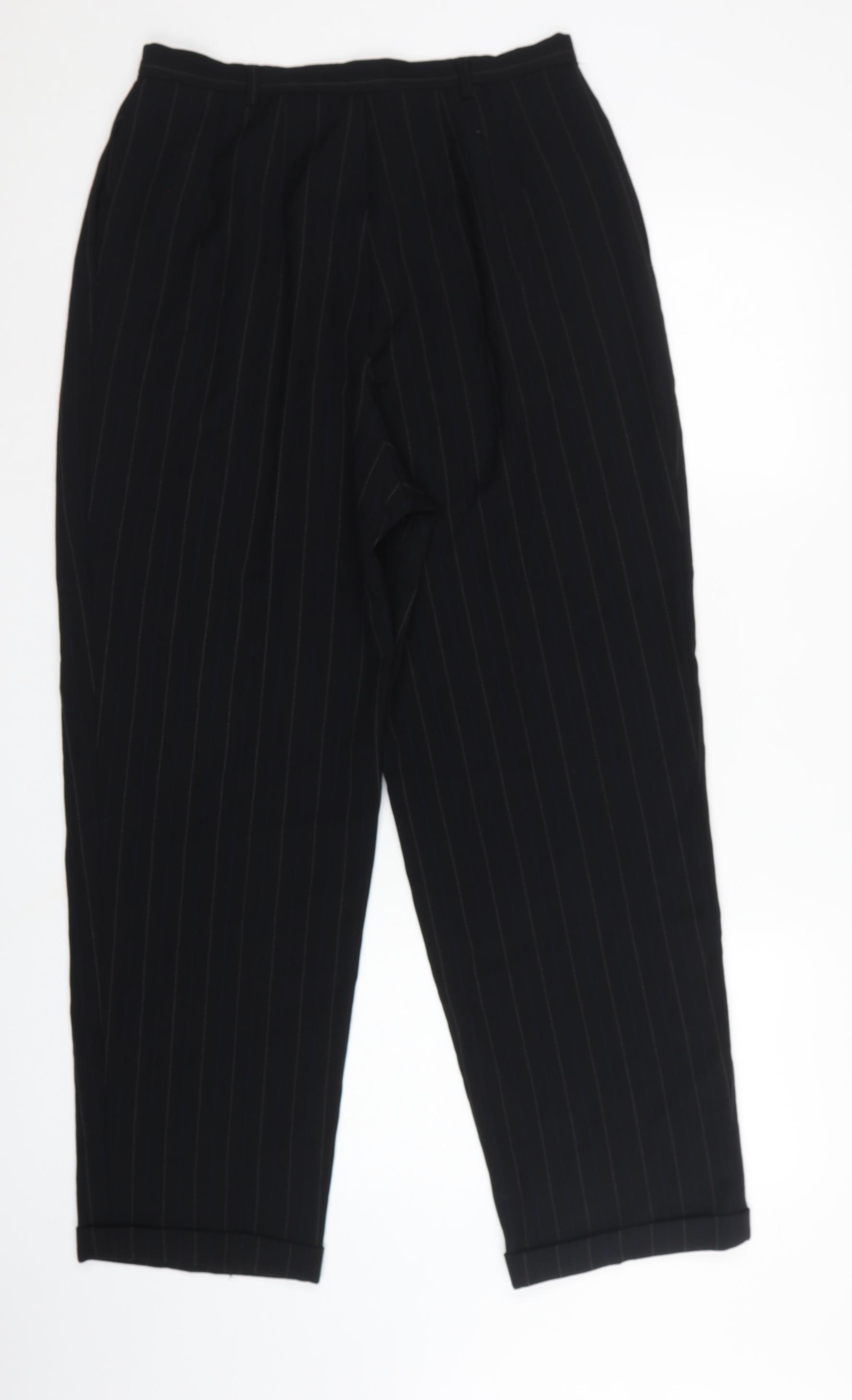 Womens Marks & Spencer Size 14 Dress Pants Trousers Black Striped Business W28 - close detail