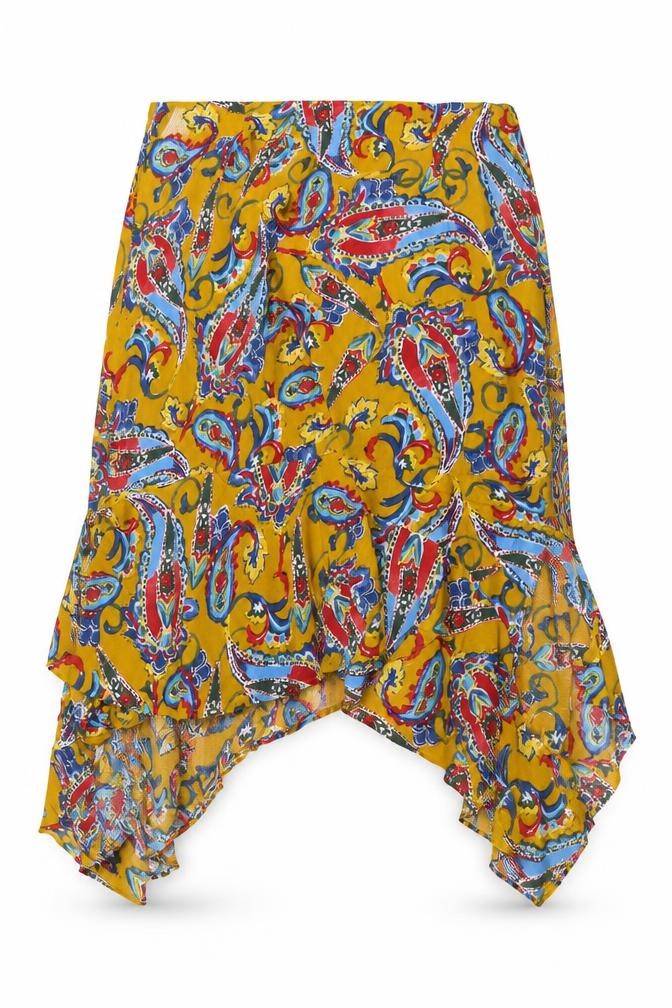He Loves Me He Loves Me Not Womens Peasant Skirt Size 16 Yellow Paisley Casual - front view