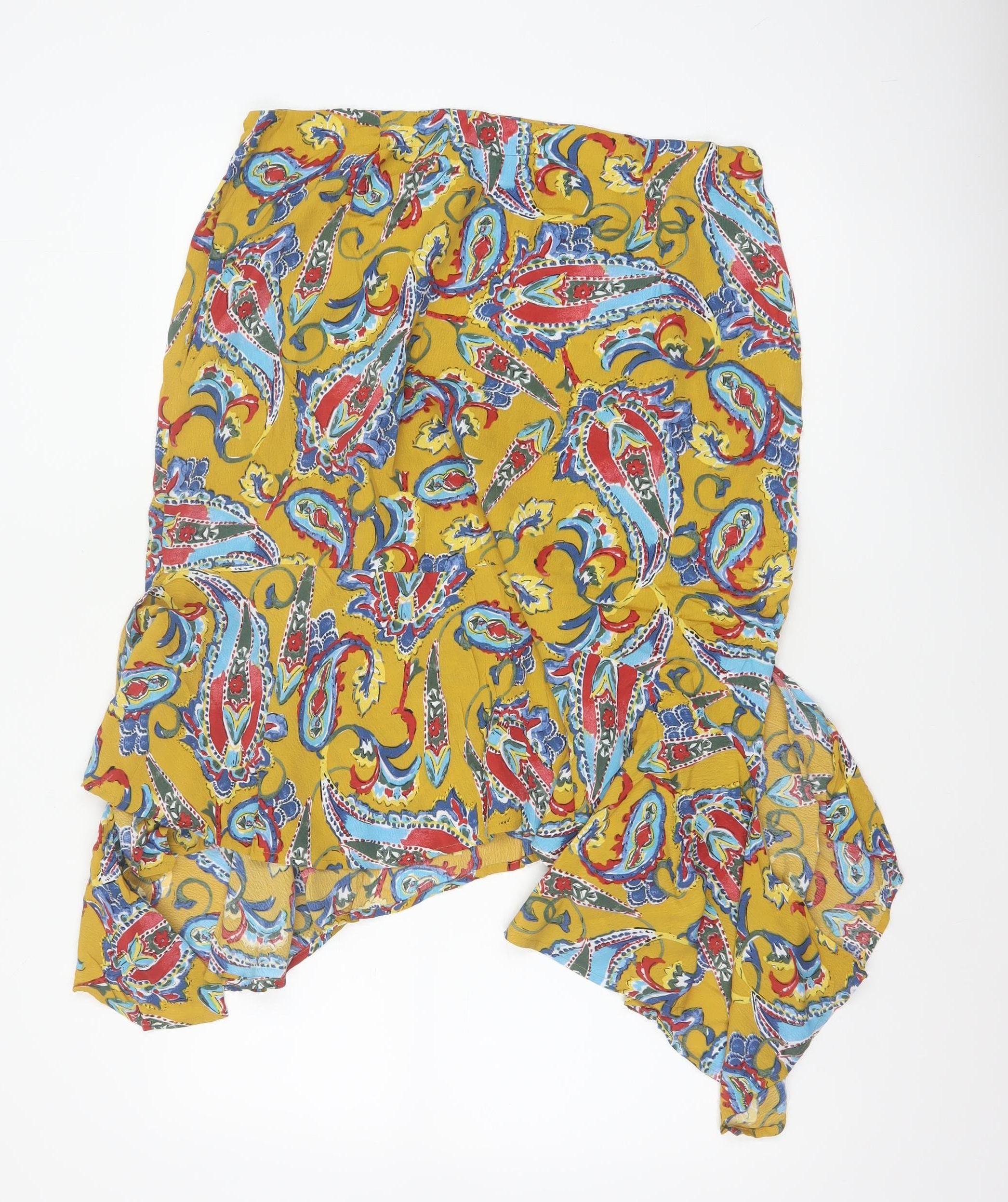 He Loves Me He Loves Me Not Womens Peasant Skirt Size 16 Yellow Paisley Casual - reverse view