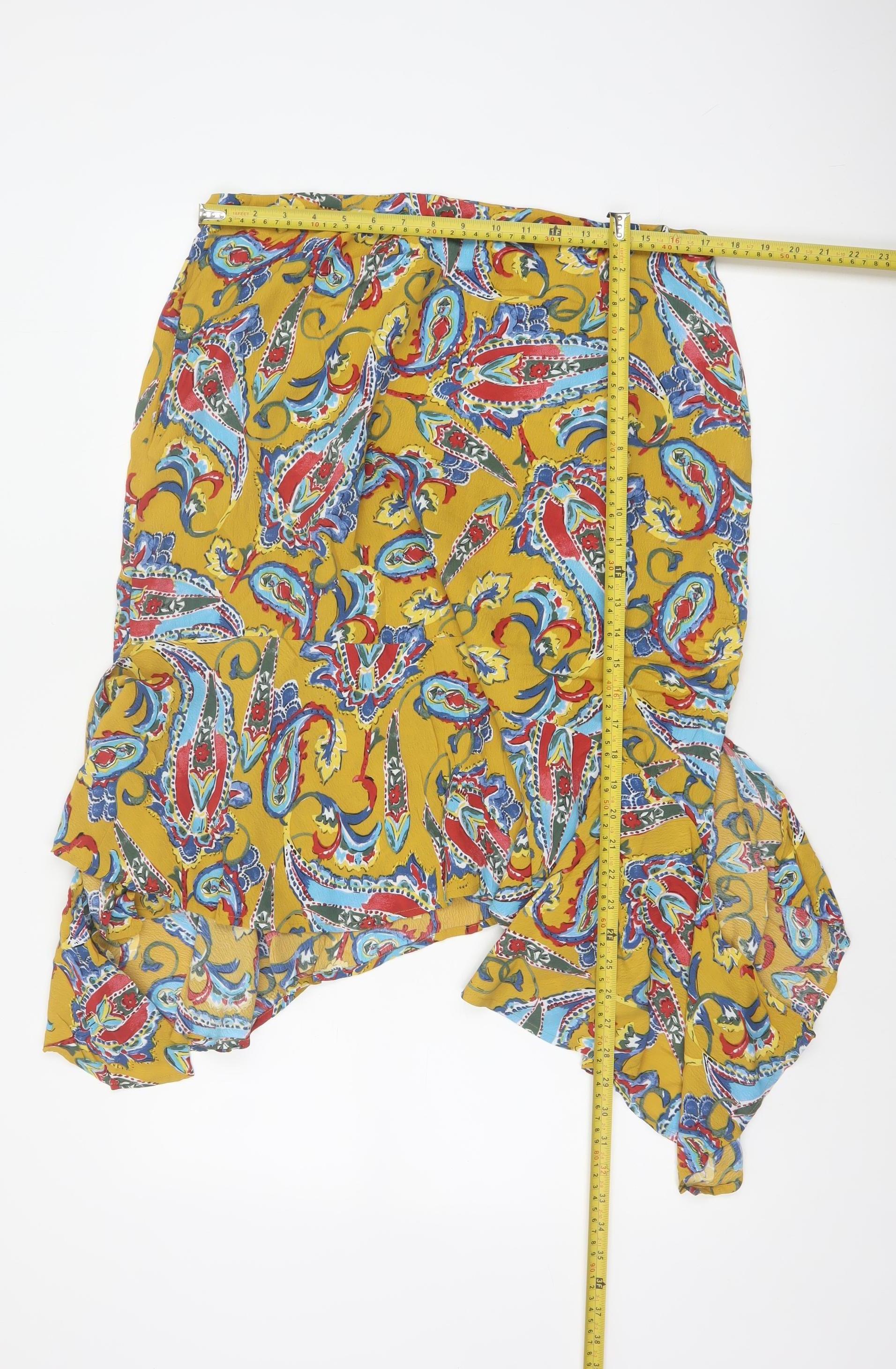 He Loves Me He Loves Me Not Womens Peasant Skirt Size 16 Yellow Paisley Casual - label detail