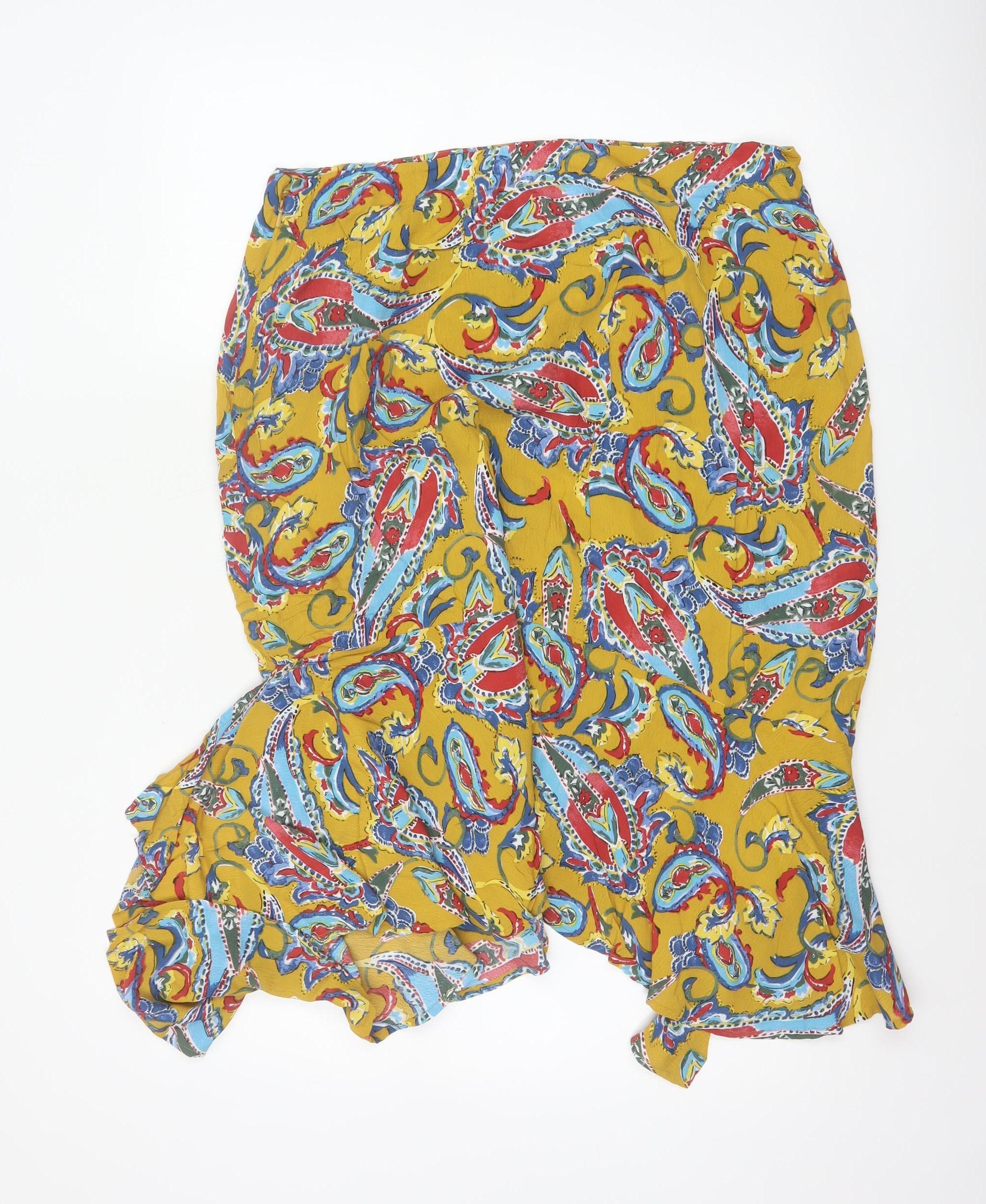 He Loves Me He Loves Me Not Womens Peasant Skirt Size 16 Yellow Paisley Casual - close detail