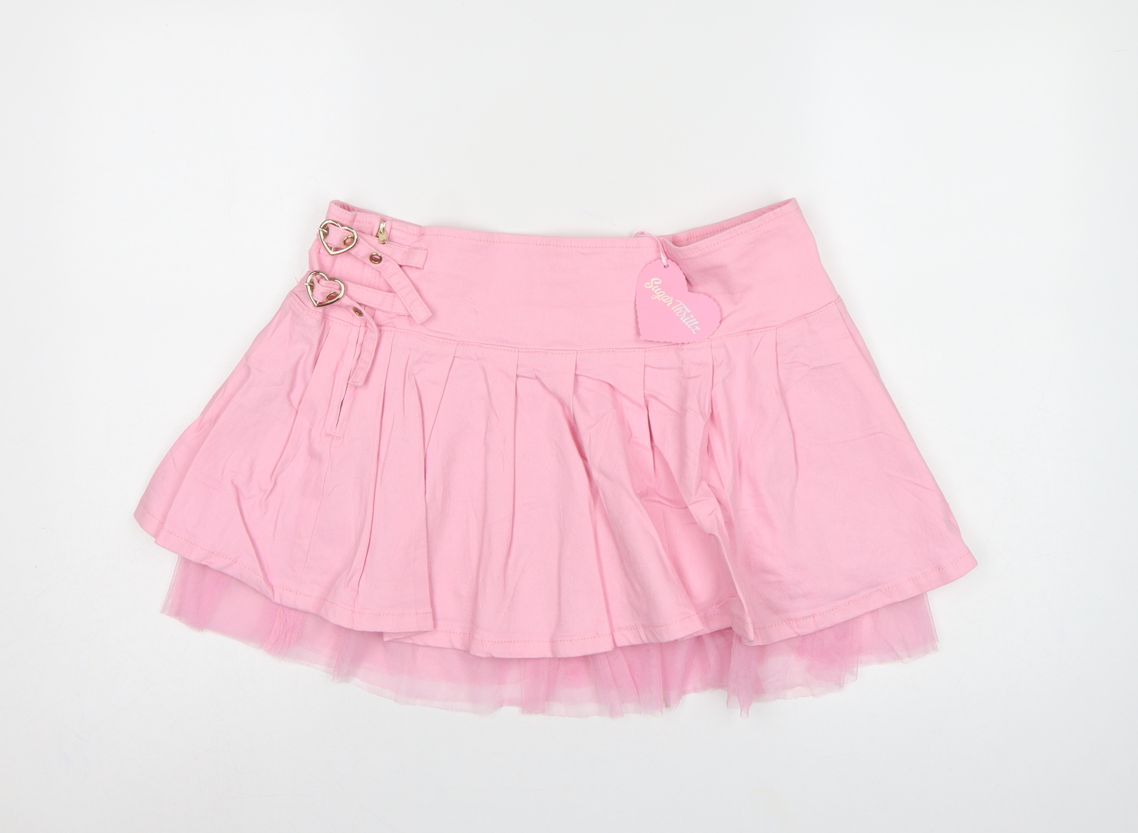 Sugar Thrillz Womens Tutu Skirt Size XL Pink Casual Full Buckle - reverse view