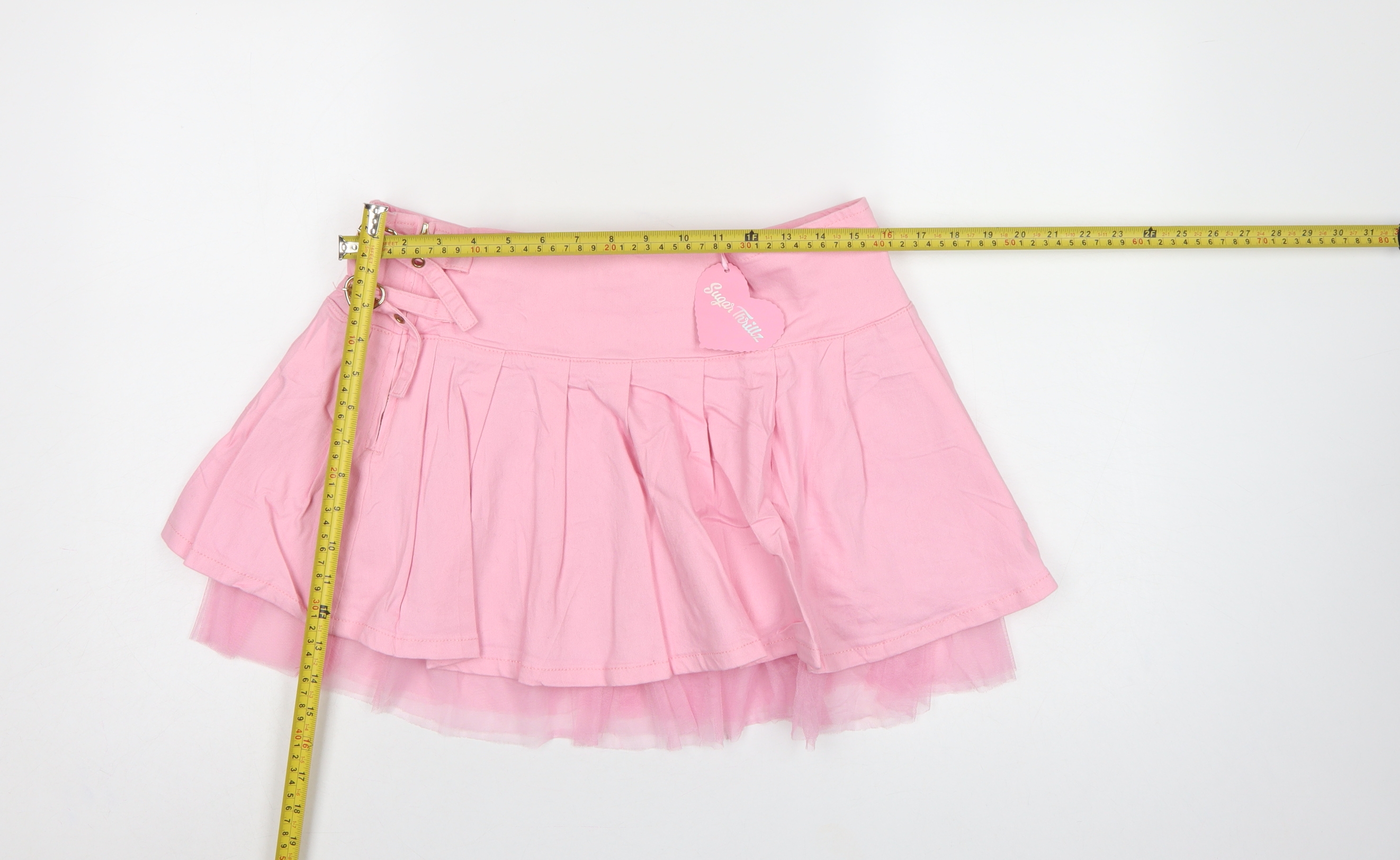 Sugar Thrillz Womens Tutu Skirt Size XL Pink Casual Full Buckle - label detail