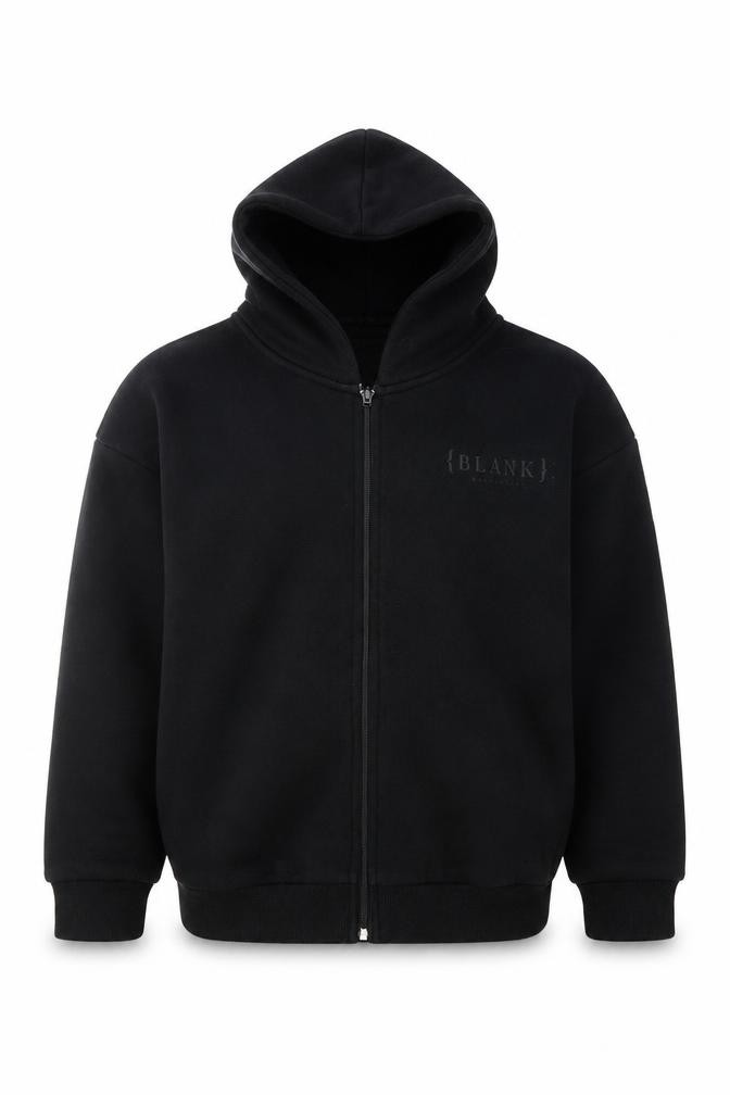Blank Essentials Boys Full Zip Hoodie Size 11-12 Years Black Long Sleeve Casual - front view