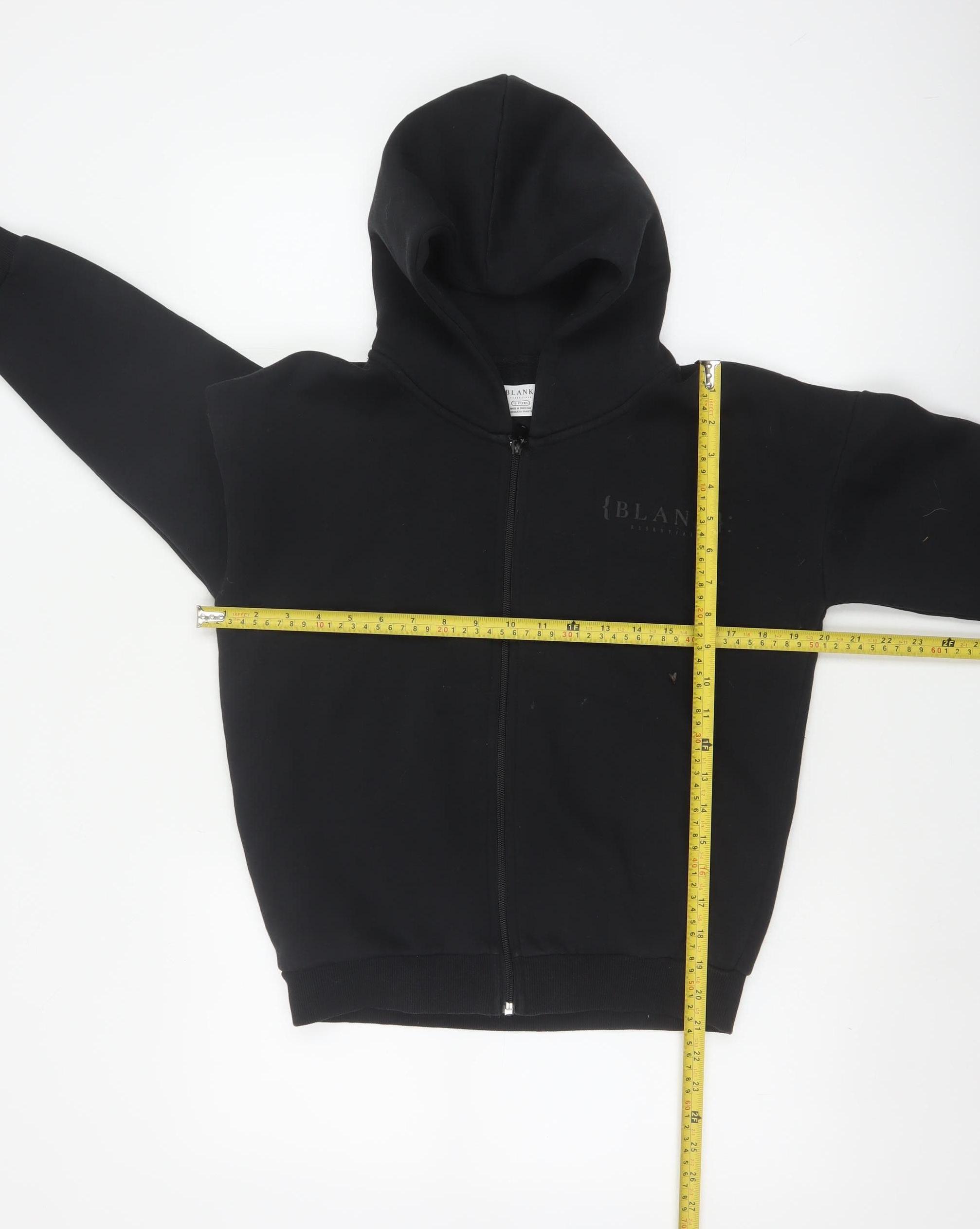Blank Essentials Boys Full Zip Hoodie Size 11-12 Years Black Long Sleeve Casual - label detail
