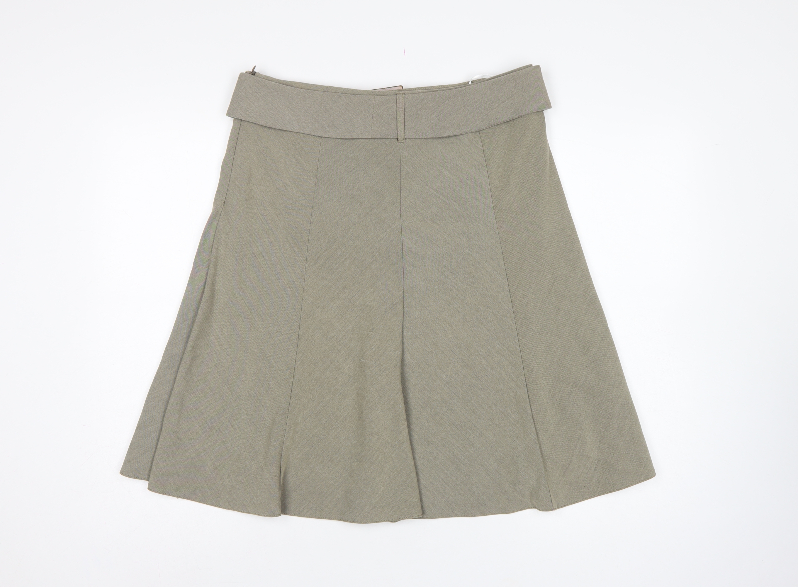 Marks & Spencer Womens A-Line Skirt Size 14 Beige Casual Lined Buckle - close detail