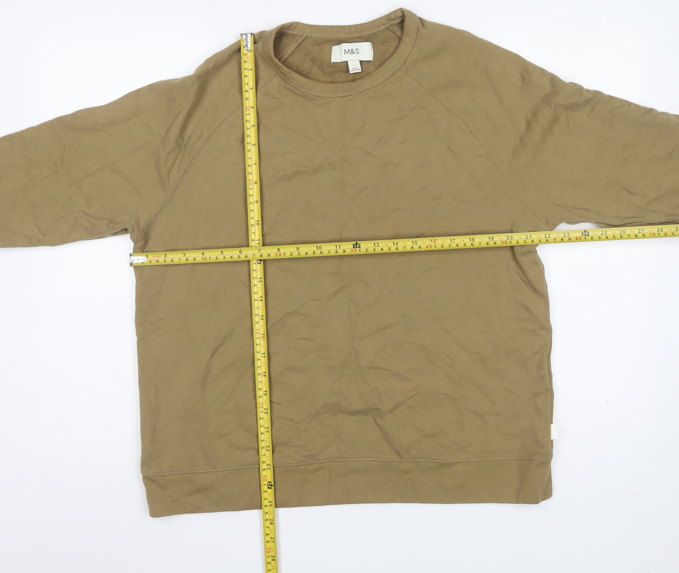 Marks & Spencer Mens Pullover Sweatshirt Size L Beige Long Sleeve - label detail