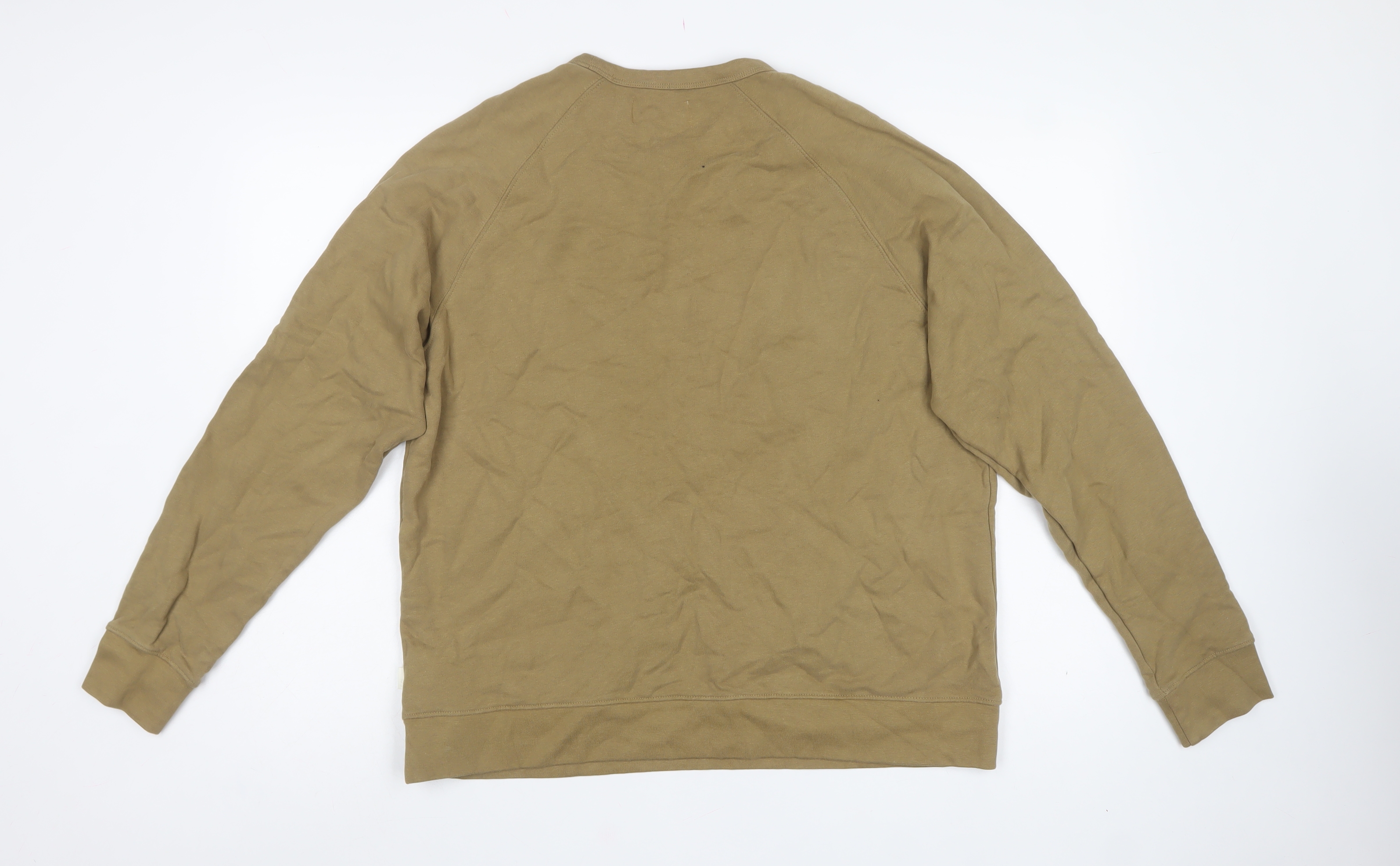 Marks & Spencer Mens Pullover Sweatshirt Size L Beige Long Sleeve - close detail