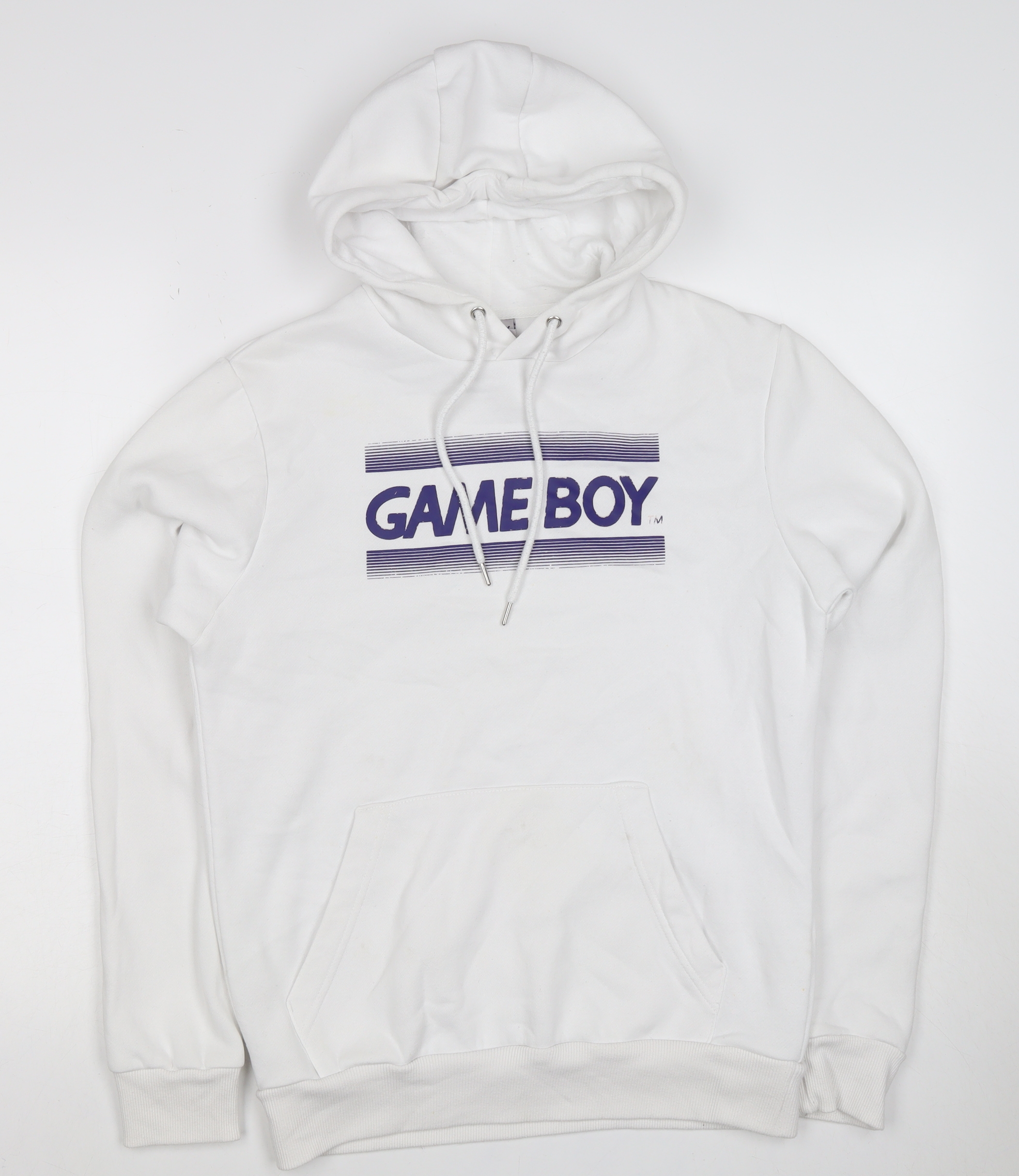 Game Boy Mens Pullover Hoodie Size XS White Graphic Print Long Sleeve Logo - reverse view