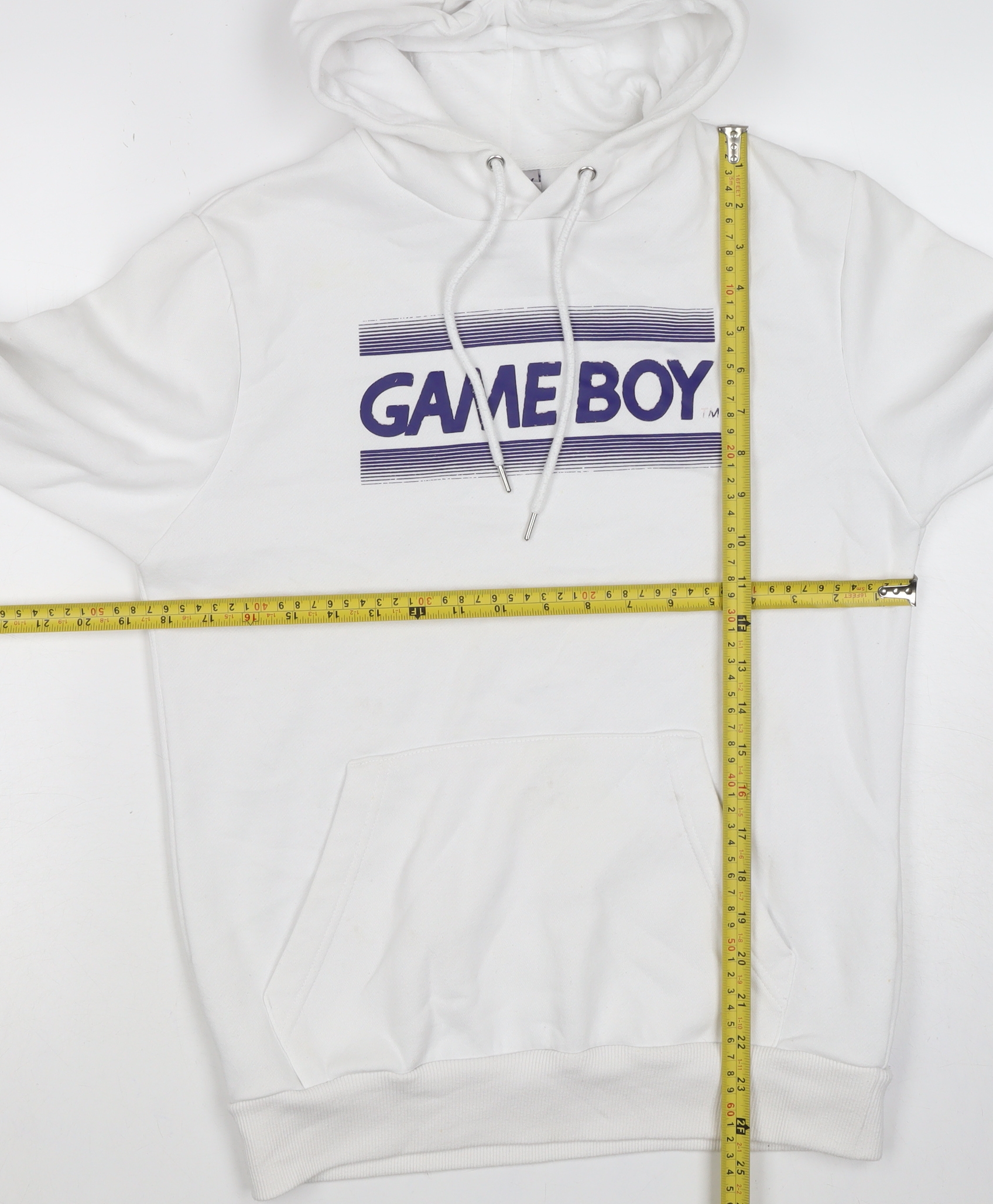Game Boy Mens Pullover Hoodie Size XS White Graphic Print Long Sleeve Logo - close detail