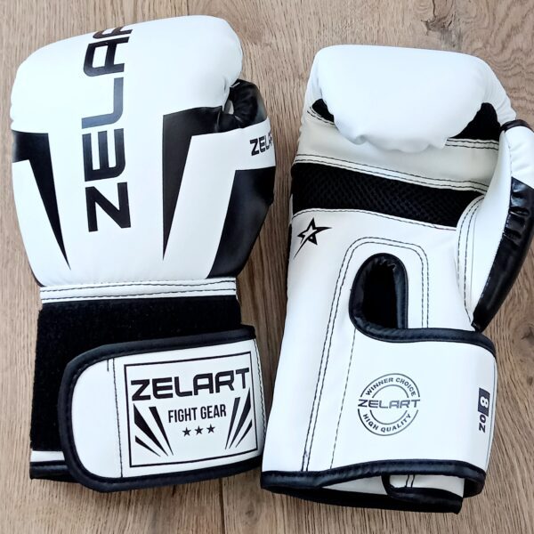 Рукавички боксерські Zelart 10-14 унцій біло-чорні