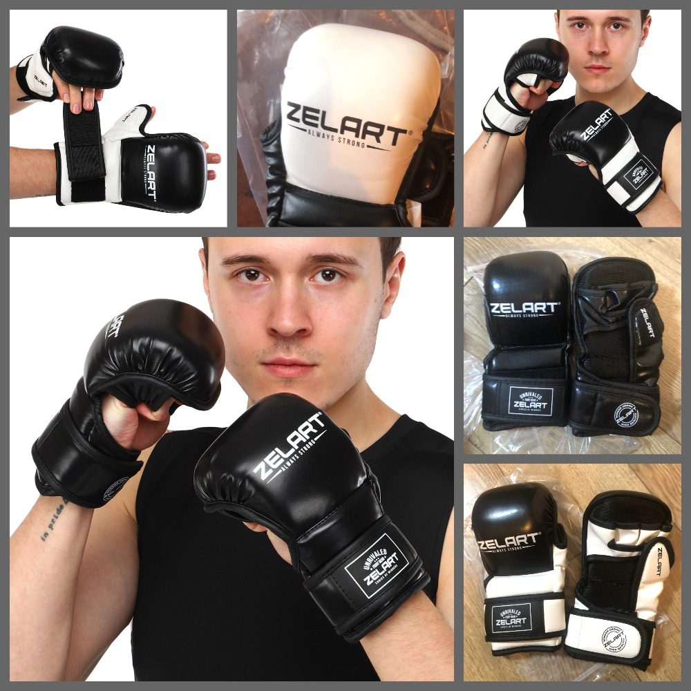 Рукавички для змішаних єдиноборств ZELART M-XL,чорні