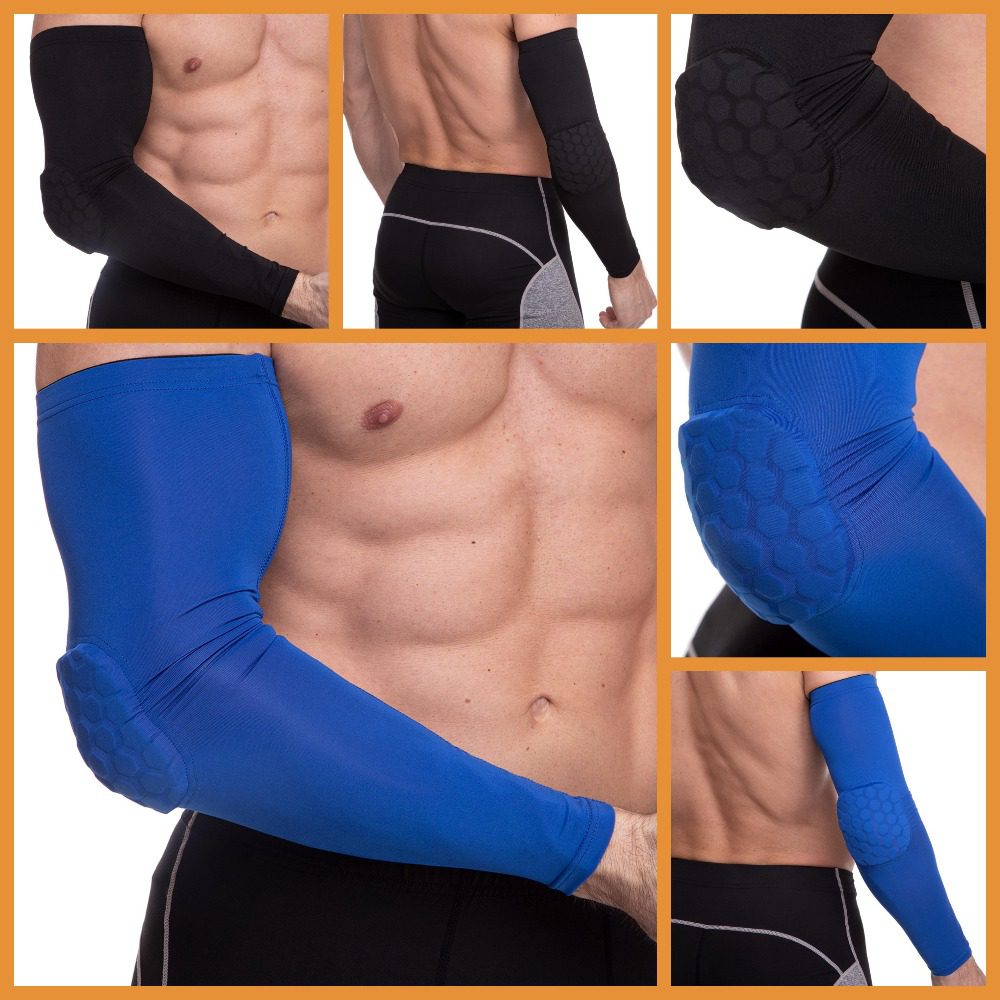 Налокотник спортивний компресійний довгий чорний, розміри S-XL