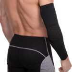 Налокотник спортивний компресійний довгий чорний, розміри S-XL