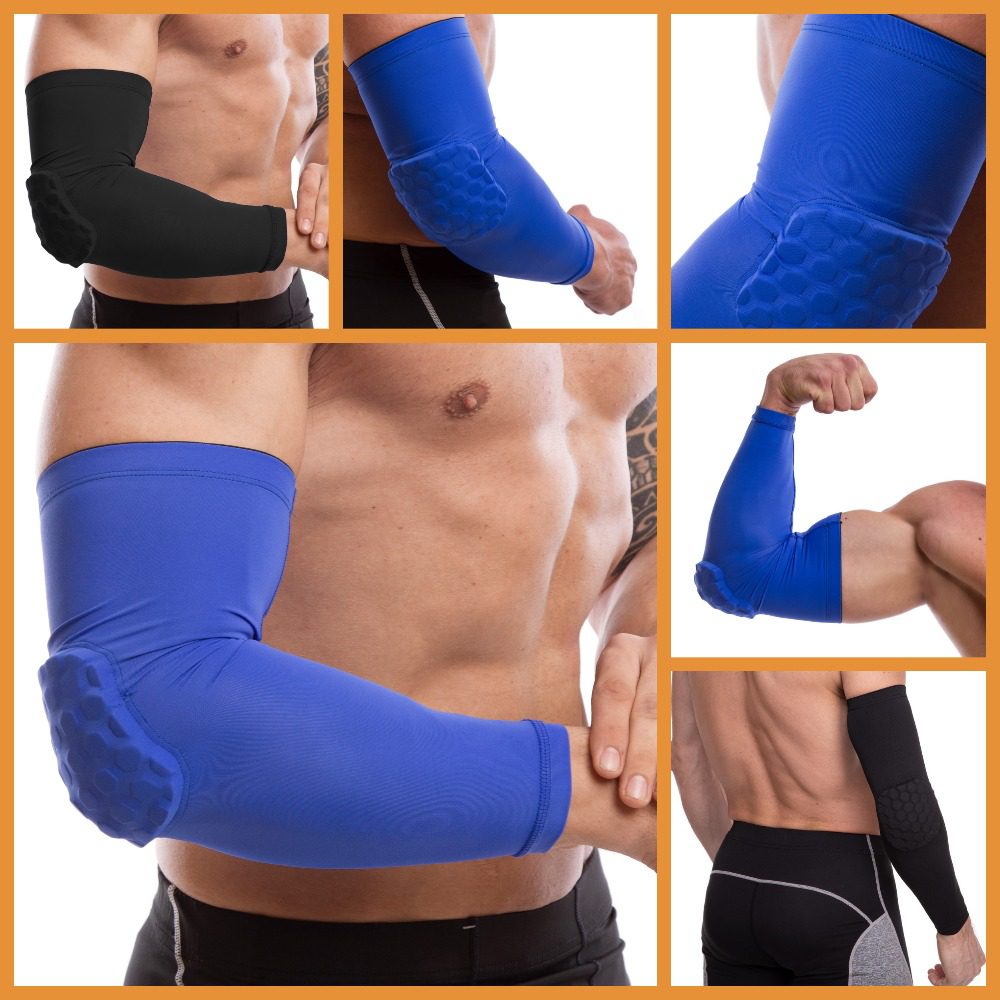 Налокотник спортивний компресійний довгий чорний, розміри S-XL