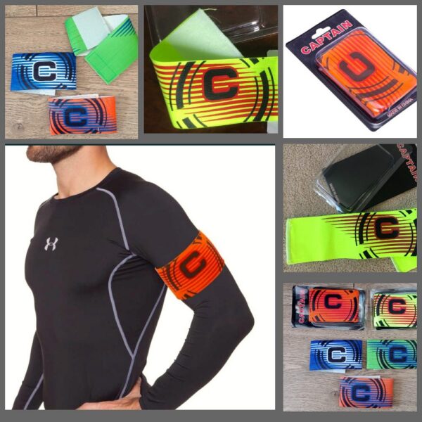 Пов'язка капітанська (зі смугами), колір: помаранчевий, салатовий