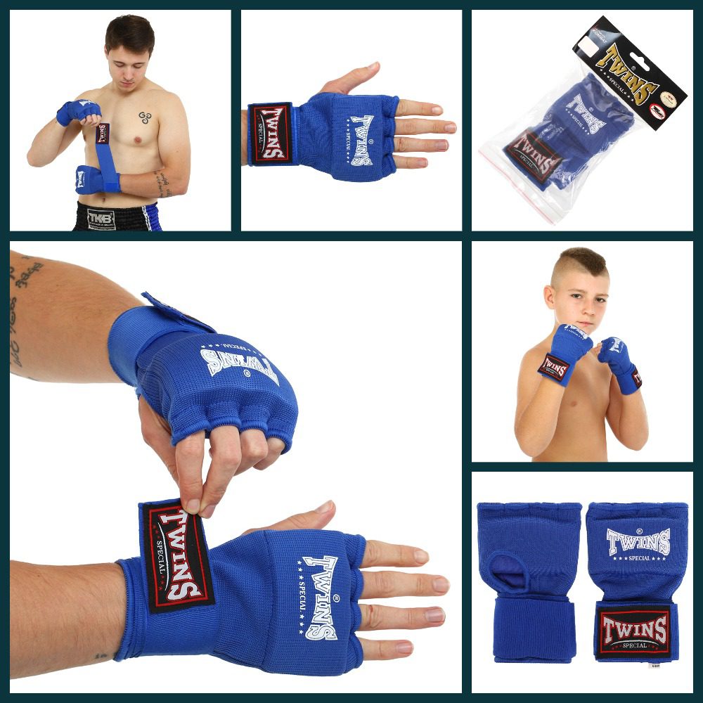 Перчатки-бинты внутренние гелевые из полиэстера TWINS,размер S-XL, цвет-синий - размер L