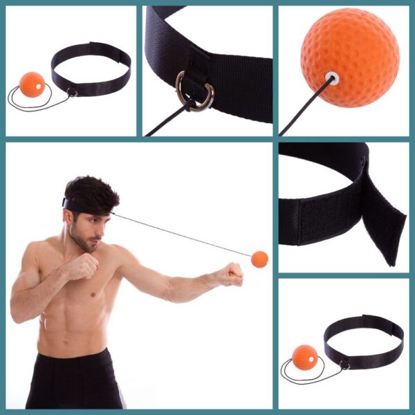 Теннисный мяч на резинке Fight Ball (на голову) пневмотренажёр, в сборе (черно-оранжевый)