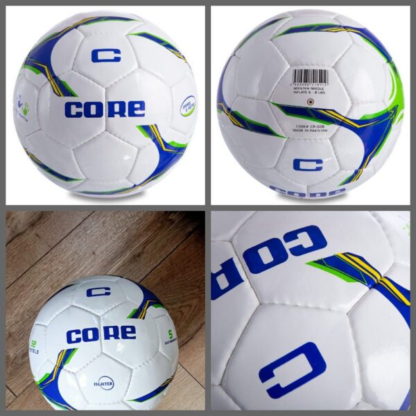 Мяч футбольный CORE SHINY FIGHTER, размер №5 PU, белый-синий-зеленый