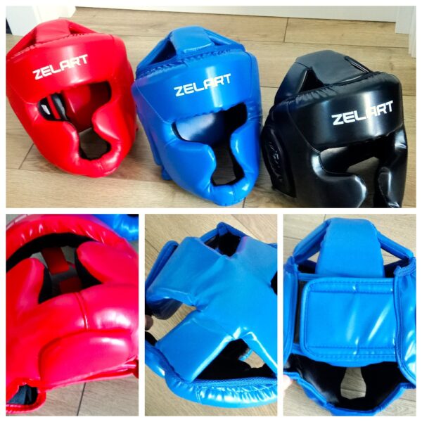 Шлем боксерский с полной защитой Zelart, с защитой макушки, размер M-L, цвет - синий