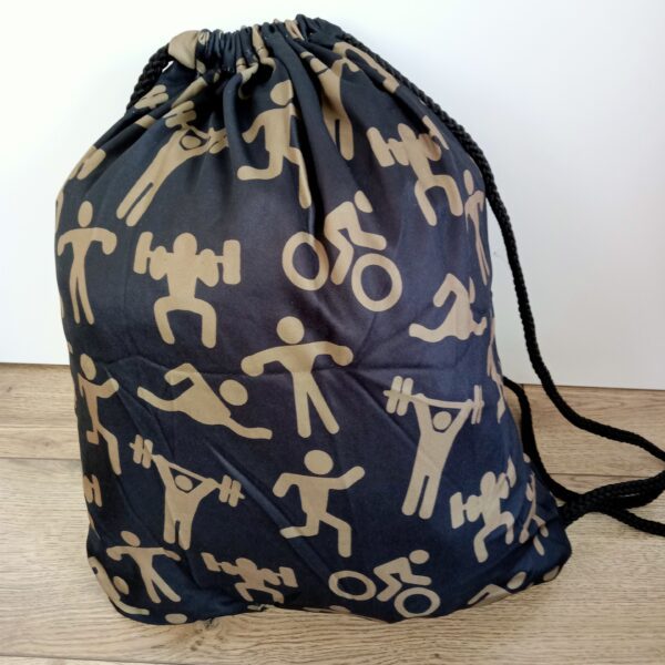 Рюкзак-мешок для формы и обуви "SPORT - фигурки", цвет - чёрный-бежевый