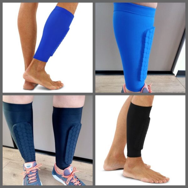 Гетри-щитки футбольні (2 в 1) сині, захист гомілки, розмір M