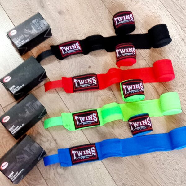 Бинты боксерские TWINS (4 метра) хлопок с эластаном, цвет в ассортим.
