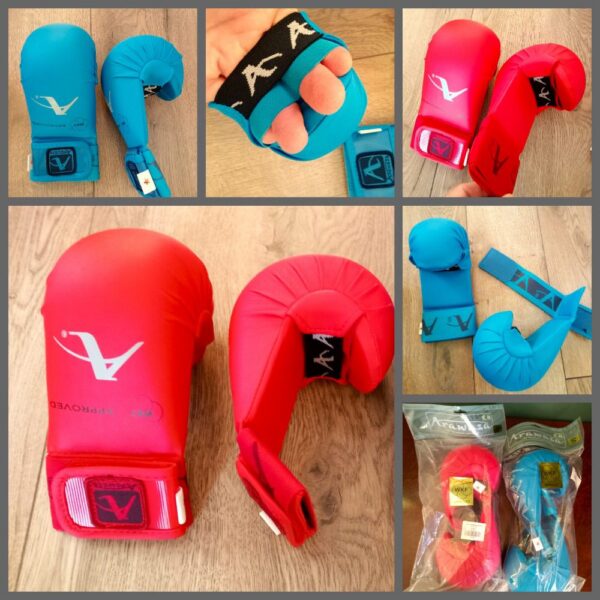 Накладки (перчатки) для карате Arawaza, размер S-L, цвет - синий