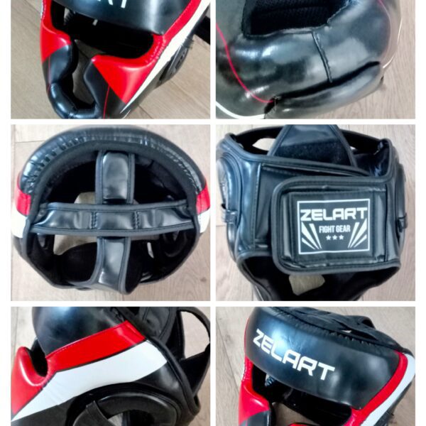 Шлем боксерский с полной защитой чёрно-красный, размер S-L