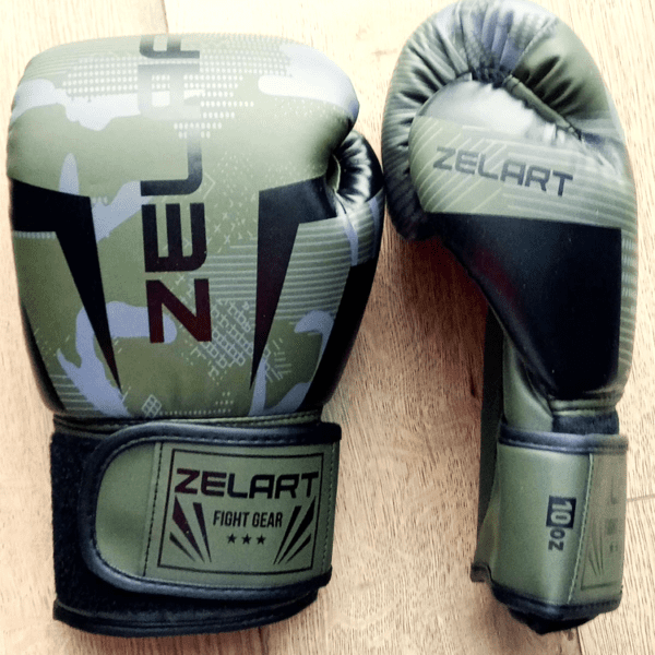 Перчатки боксерские Zelart 10-12 унций,цвет -  черный-зеленый