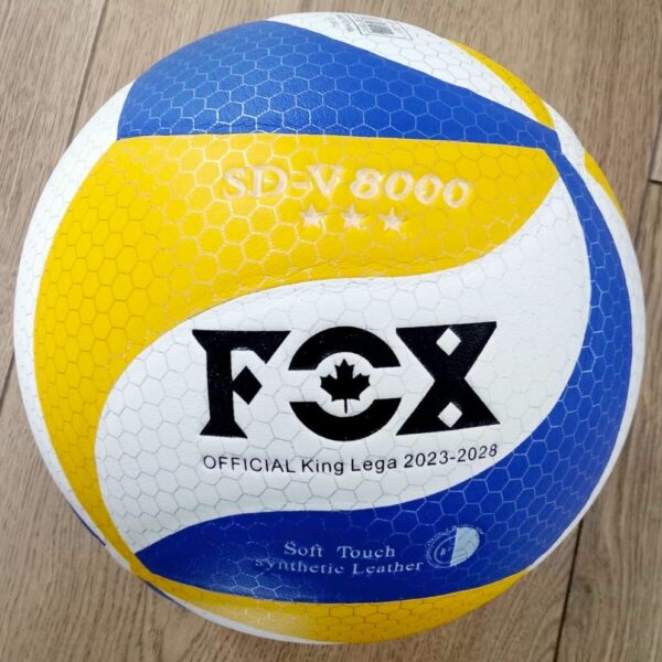 Мяч волейбольный FOX,размер №5, PU, клееный, бело-жёлто-синий