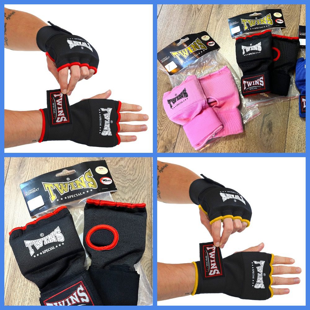 Рукавички-бинти внутрішні гелеві з поліестеру TWINS, розмір S-XL, колір-чорний (червона окантовка)