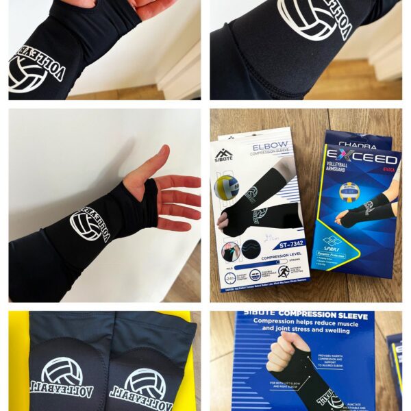 Нарукавники компрессионные волейбольные (рукава с накладками для защиты)(к-т из 2шт) черные