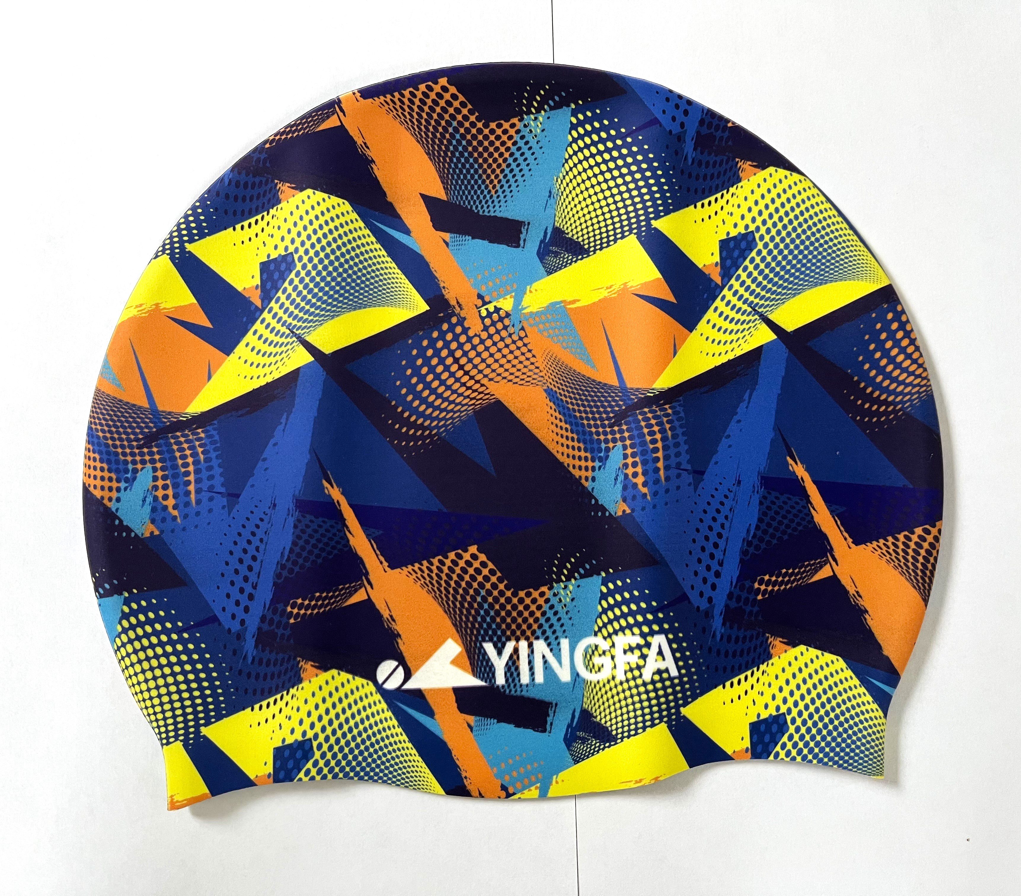 IMG_7260 Шапочка для плавания силиконовая YINGFA, цвет - чёрный-серый