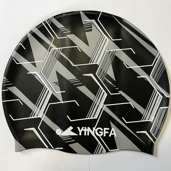 Шапочка для плавания силиконовая YINGFA, цвет - чёрный-серый